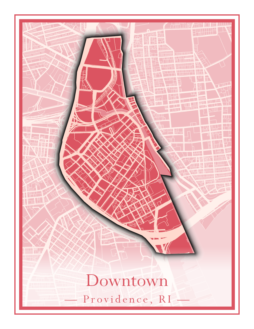 Providence Neighborhoods - Street Map (Blackstone - Downtown)