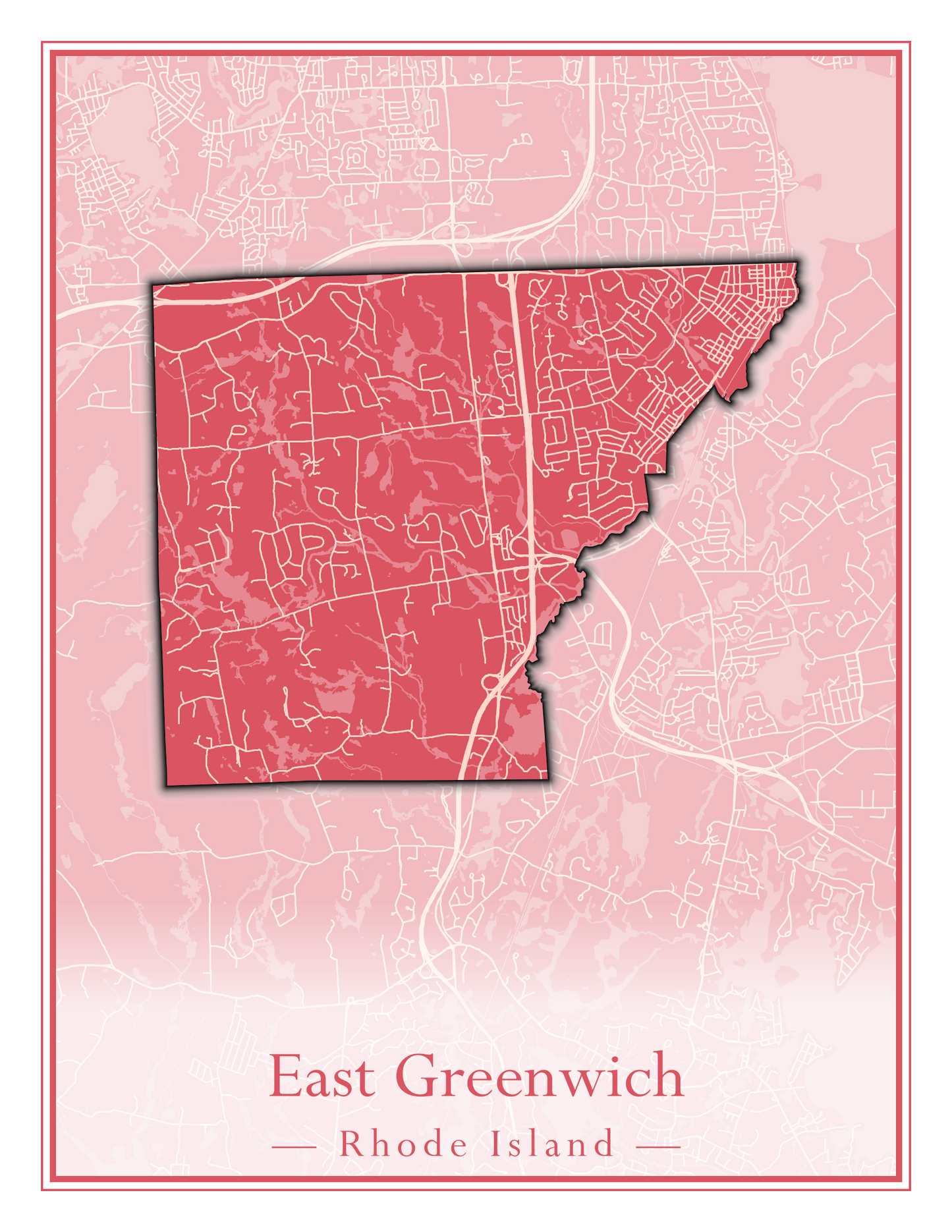 Rhode Island Towns - Street Map (East Greenwich - Foster)