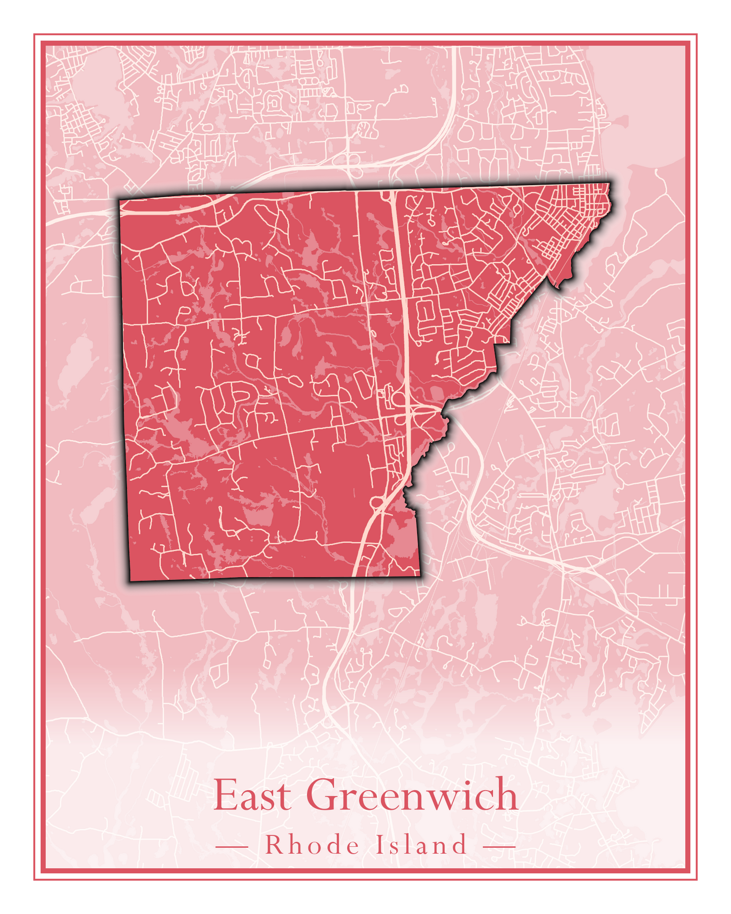 Rhode Island Towns - Street Map (East Greenwich - Foster)