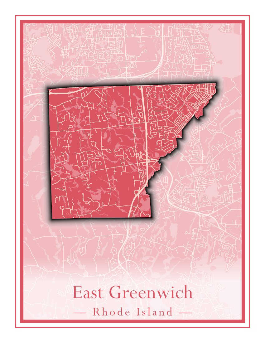 Rhode Island Towns - Street Map (East Greenwich - Foster)