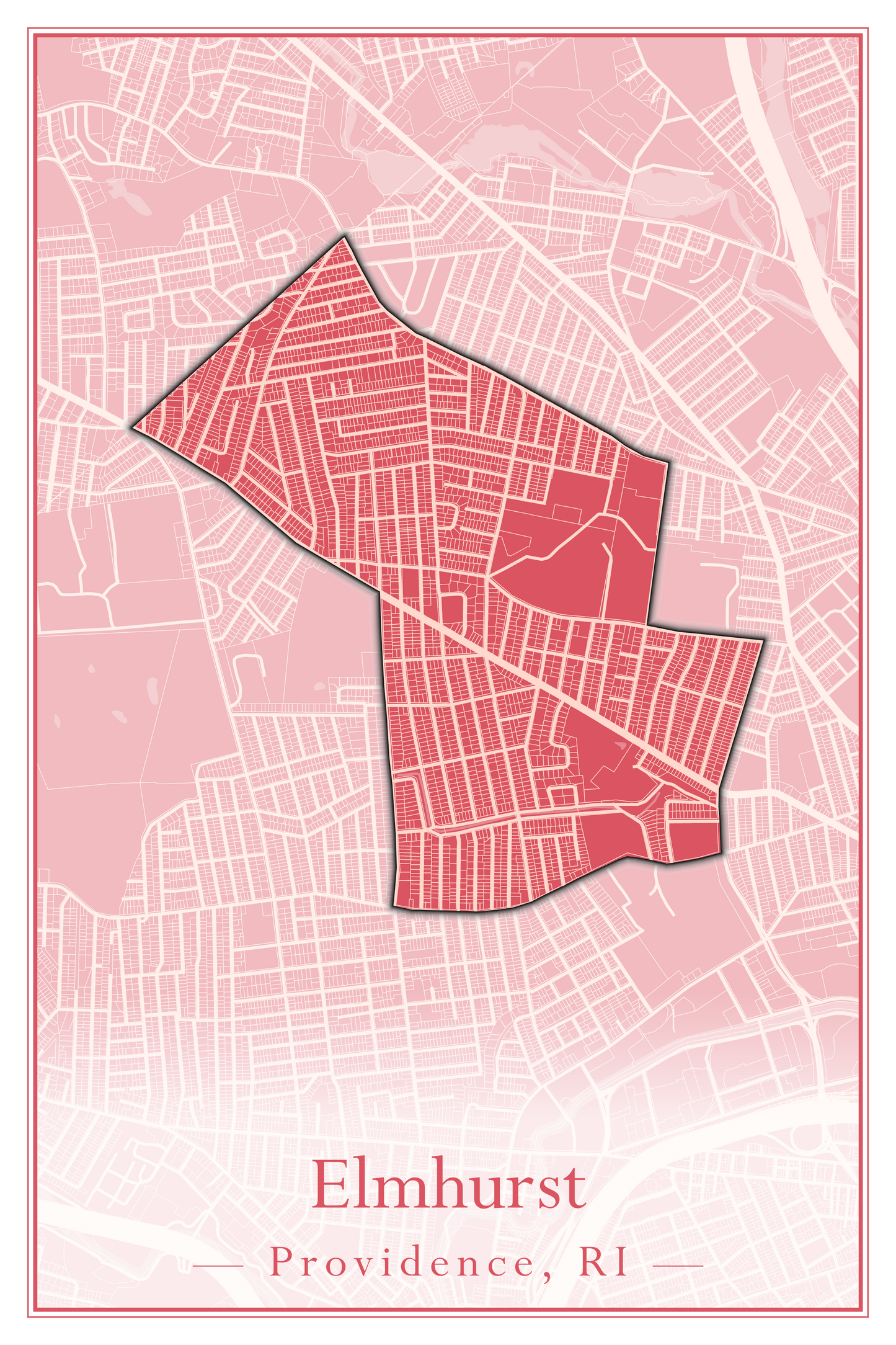 Providence Neighborhoods - Street Map (Elmhurst - Fox Point)