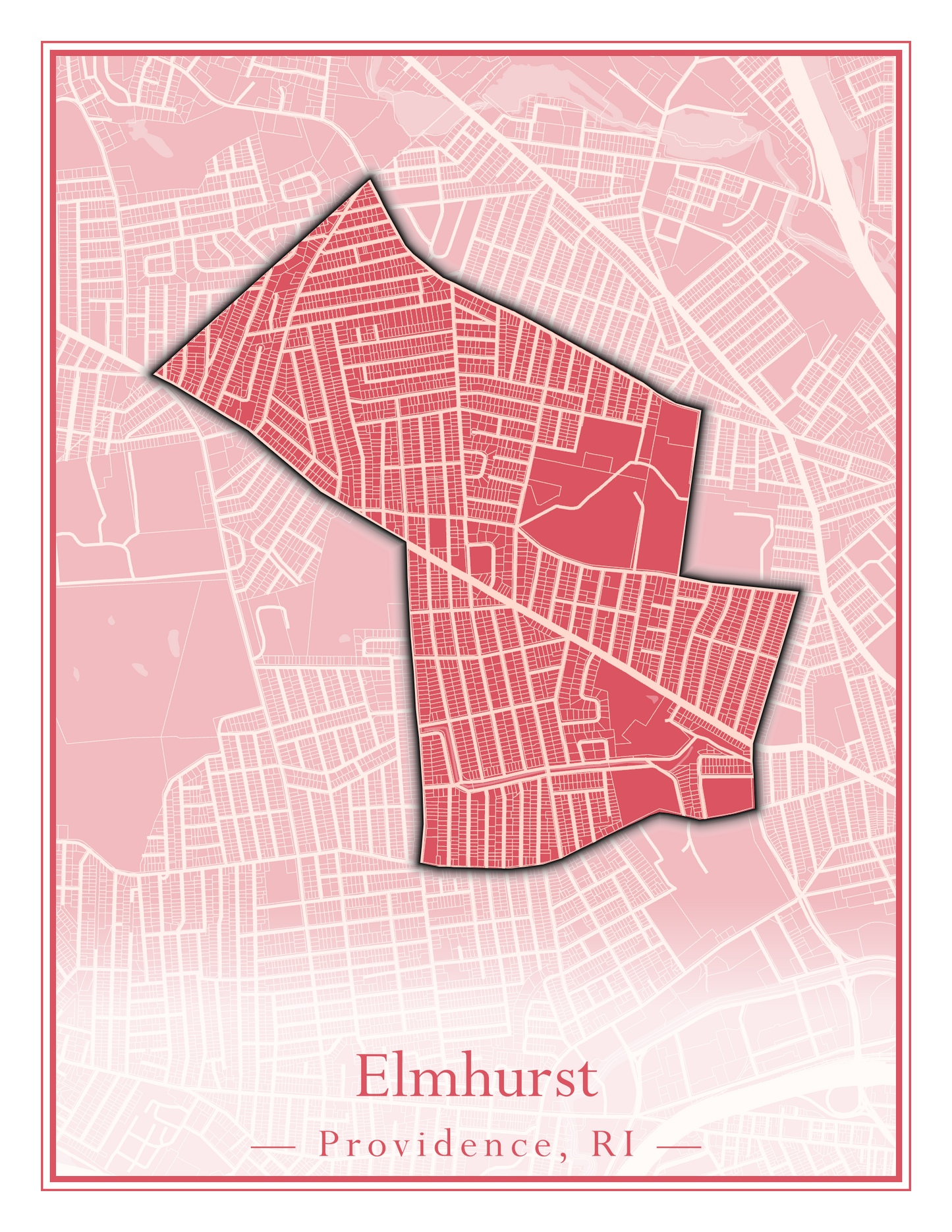 Providence Neighborhoods - Street Map (Elmhurst - Fox Point)