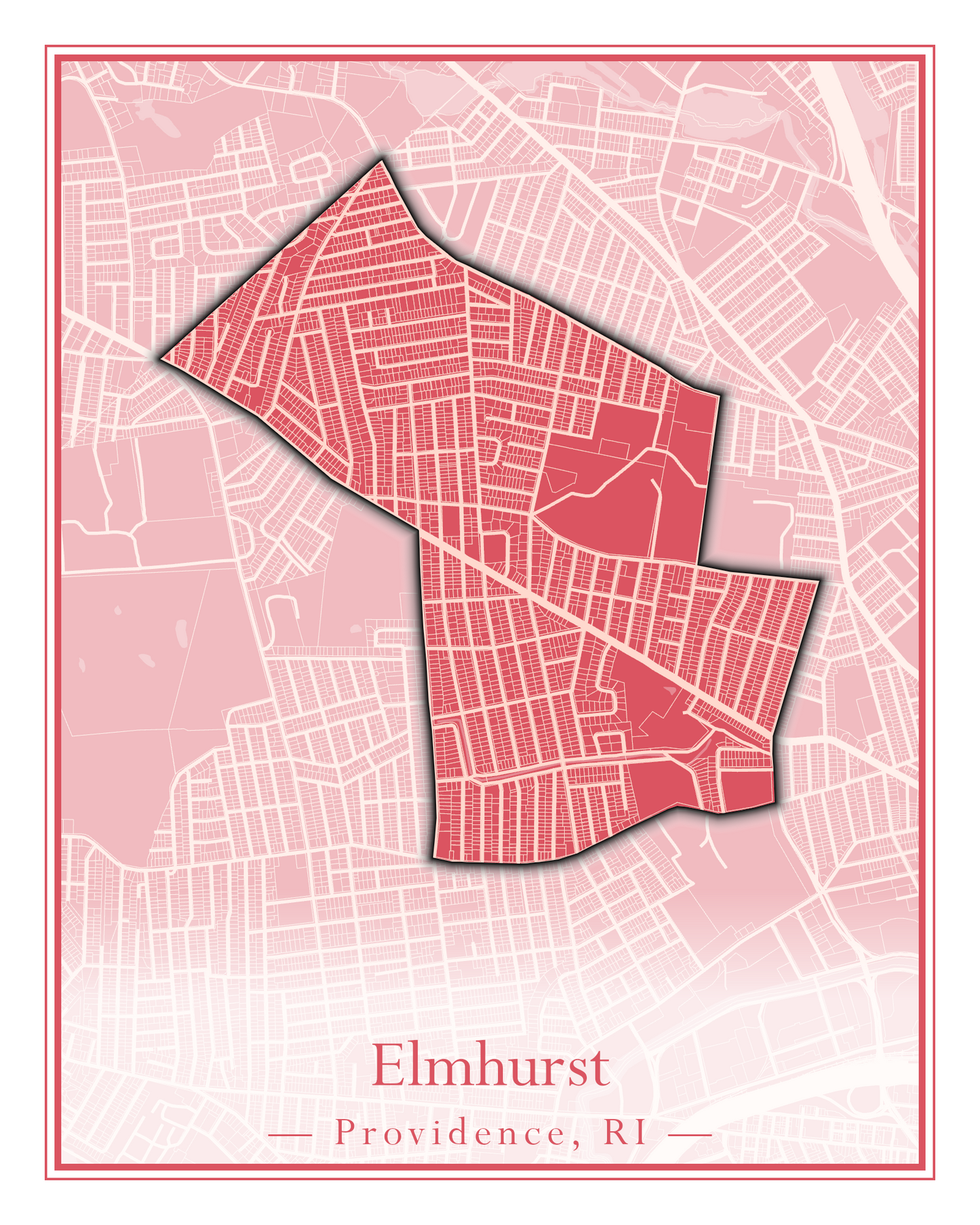 Providence Neighborhoods - Street Map (Elmhurst - Fox Point)