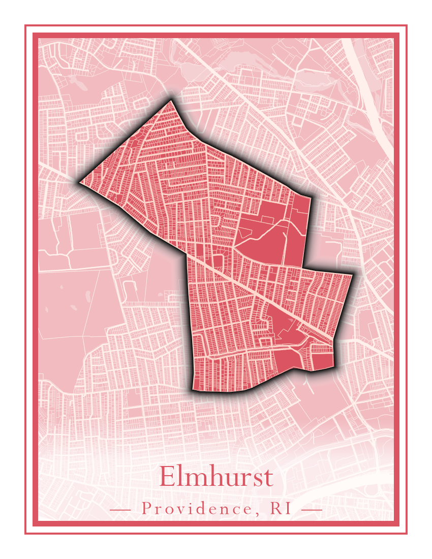 Providence Neighborhoods - Street Map (Elmhurst - Fox Point)