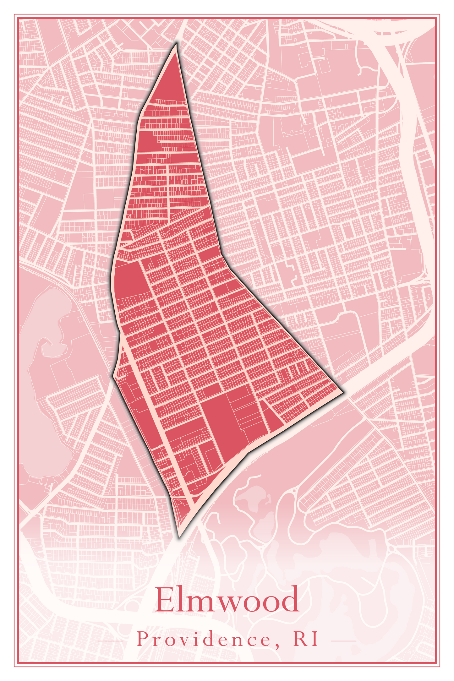 Providence Neighborhoods - Street Map (Elmhurst - Fox Point)