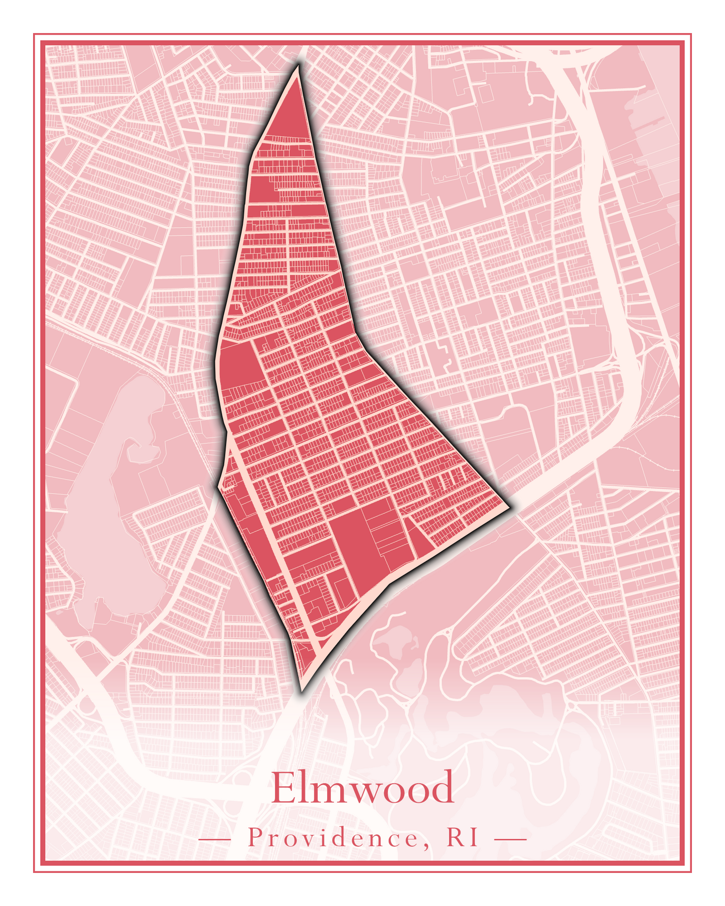 Providence Neighborhoods - Street Map (Elmhurst - Fox Point)