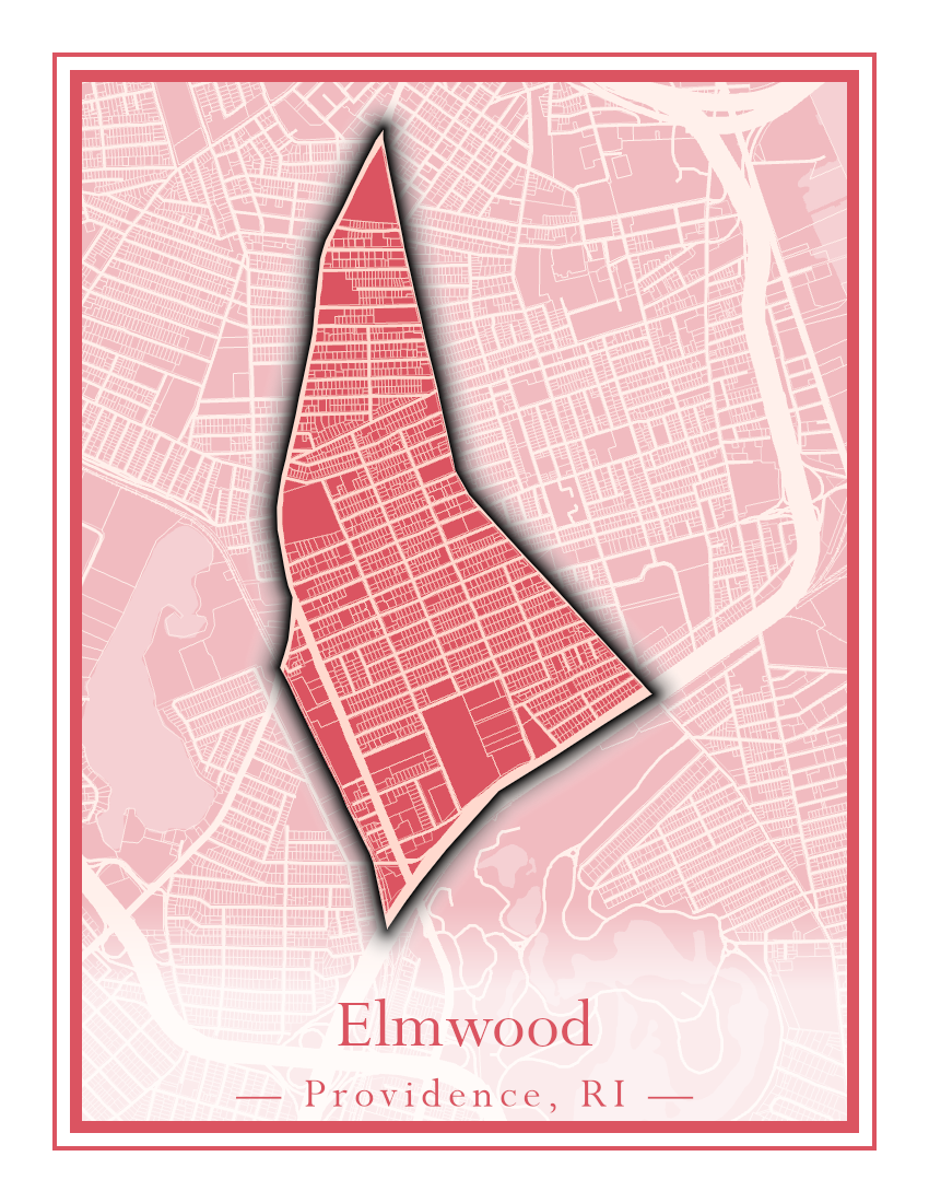 Providence Neighborhoods - Street Map (Elmhurst - Fox Point)