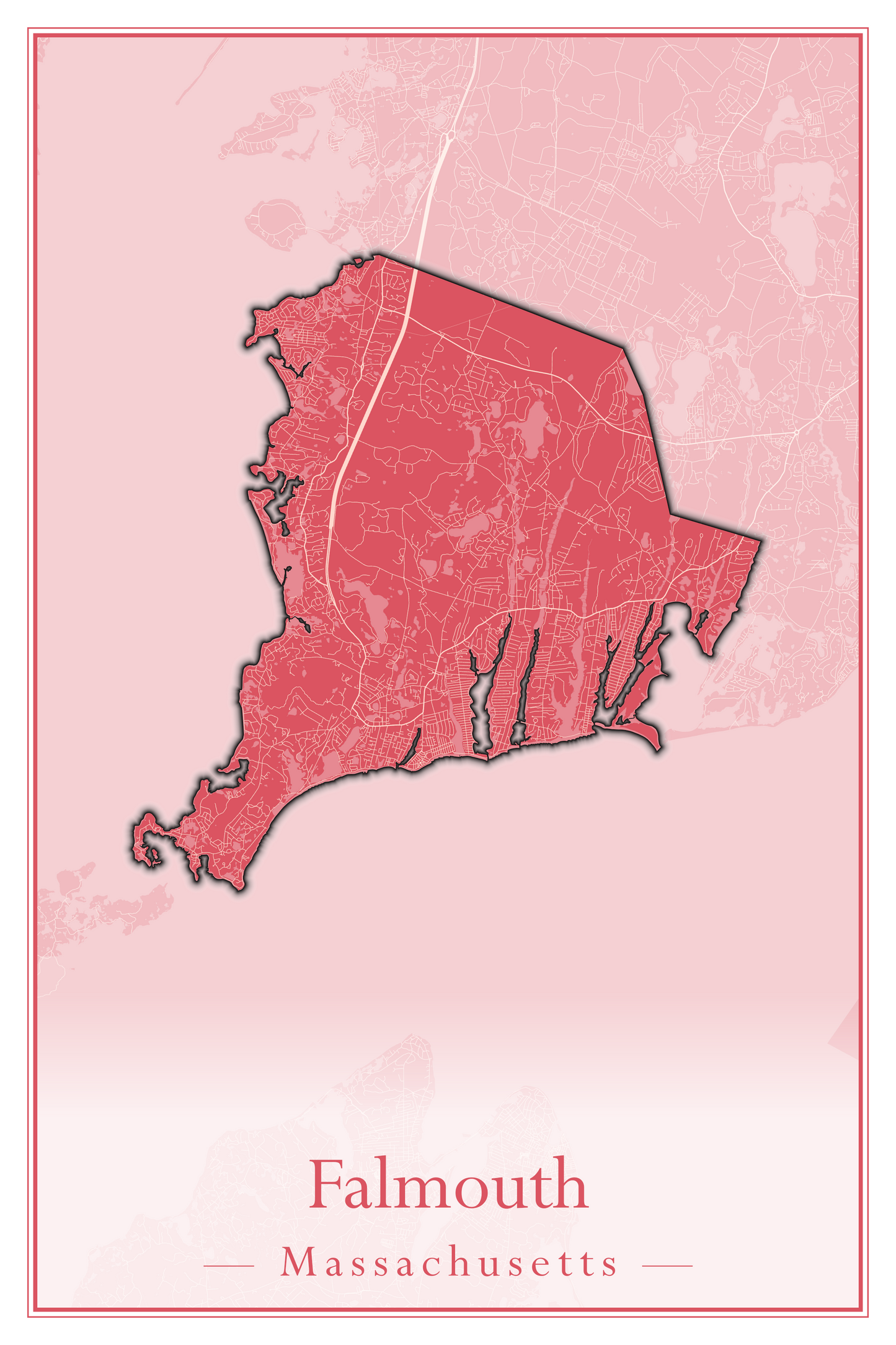 Massachusetts Towns - Street Map (Falmouth - Foxborough)