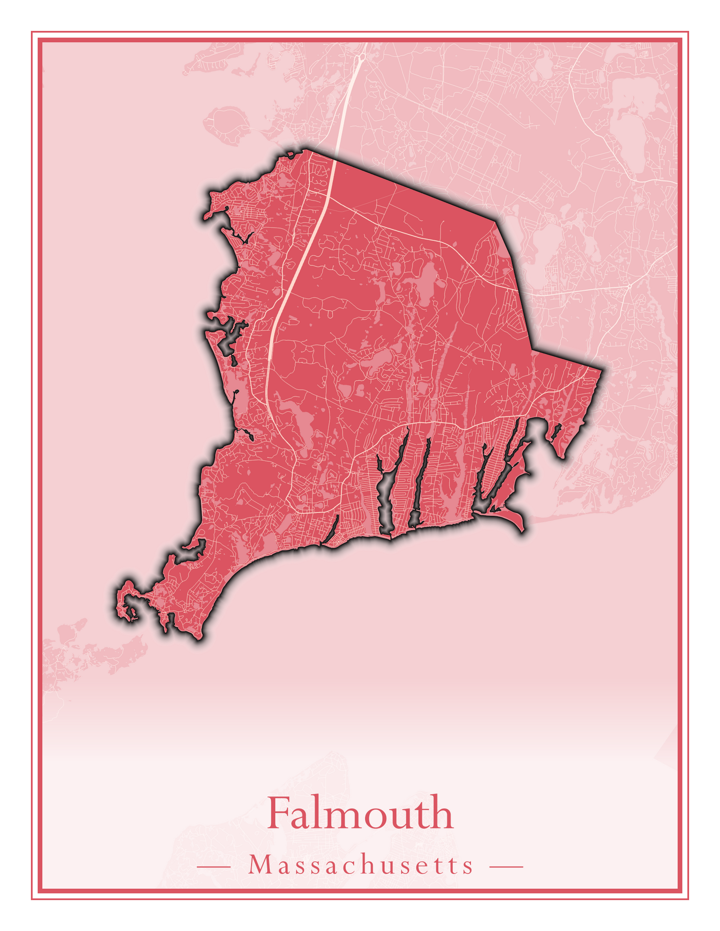 Massachusetts Towns - Street Map (Falmouth - Foxborough)