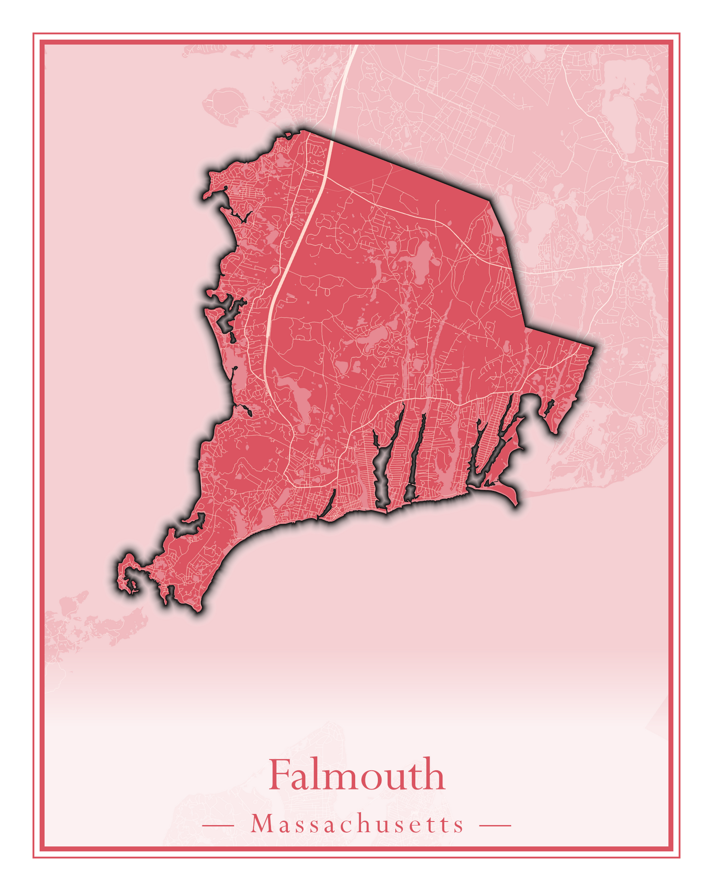 Massachusetts Towns - Street Map (Falmouth - Foxborough)