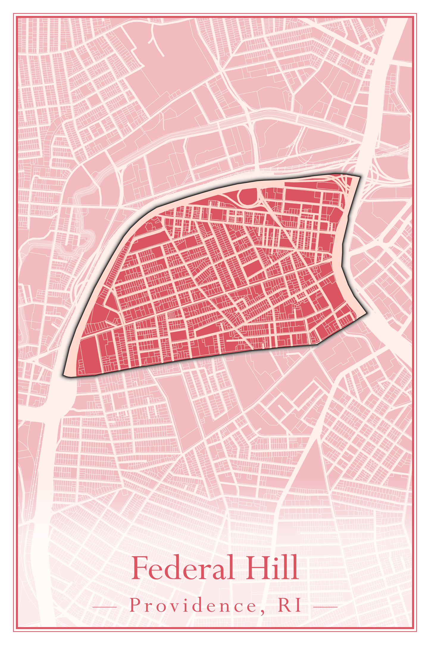 Providence Neighborhoods - Street Map (Elmhurst - Fox Point)