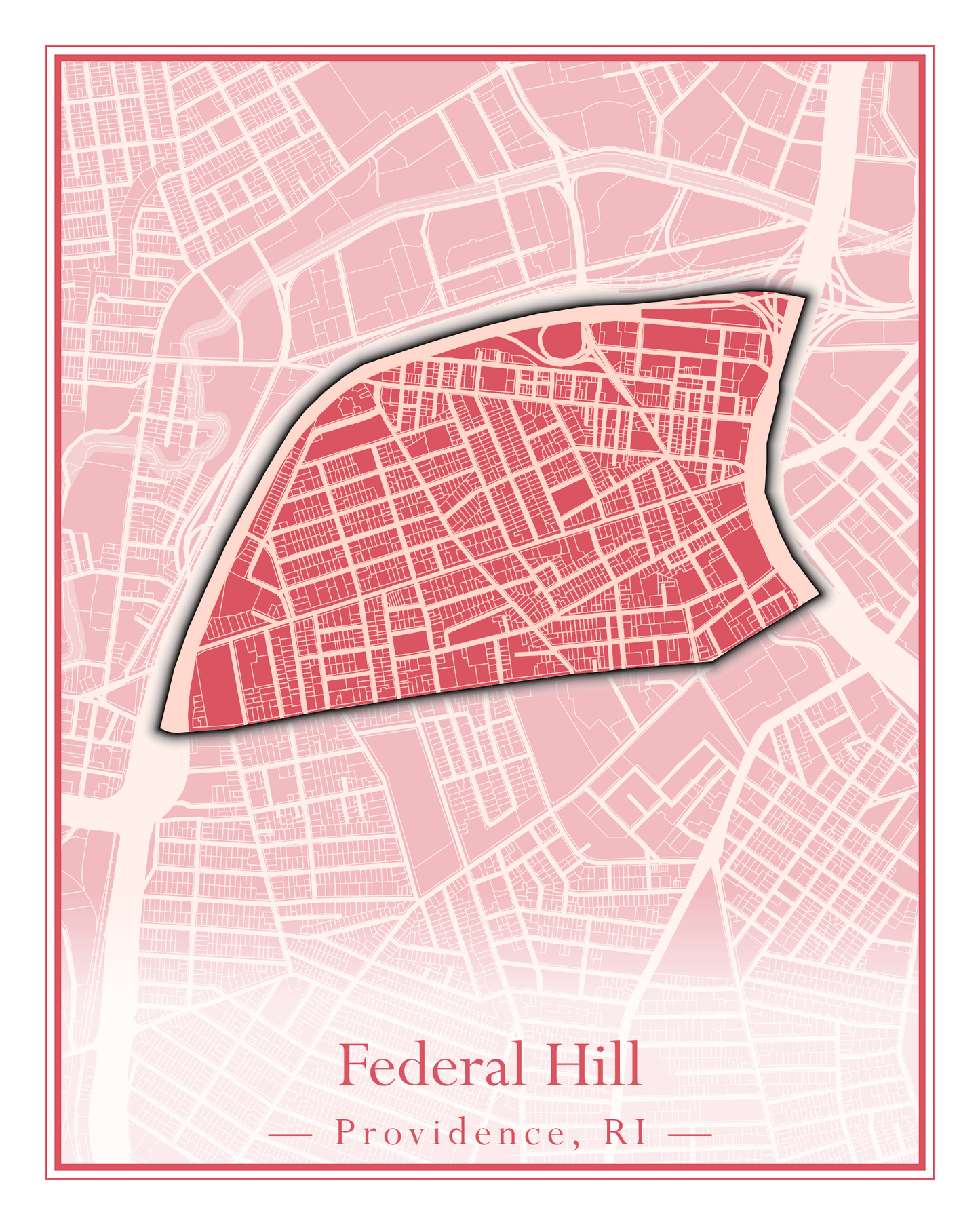 Providence Neighborhoods - Street Map (Elmhurst - Fox Point)