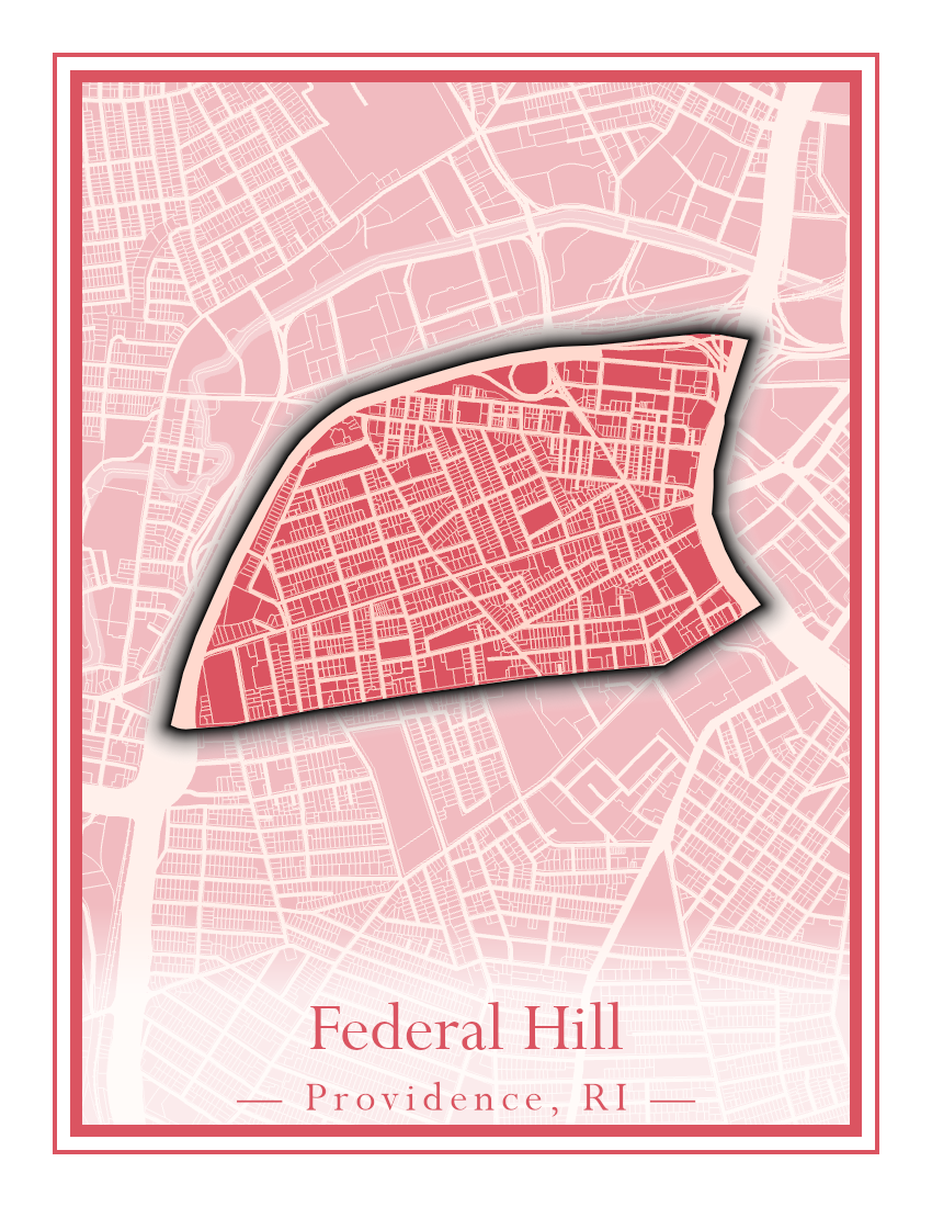 Providence Neighborhoods - Street Map (Elmhurst - Fox Point)