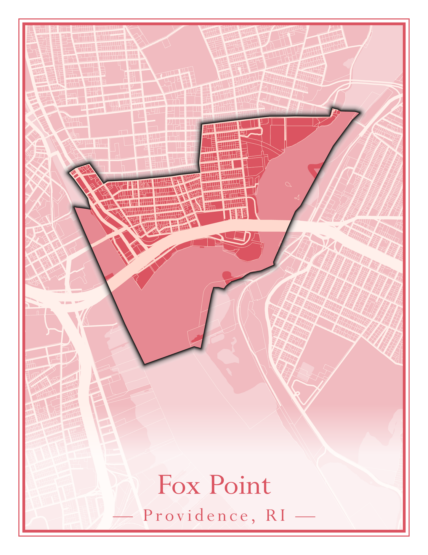 Providence Neighborhoods - Street Map (Elmhurst - Fox Point)