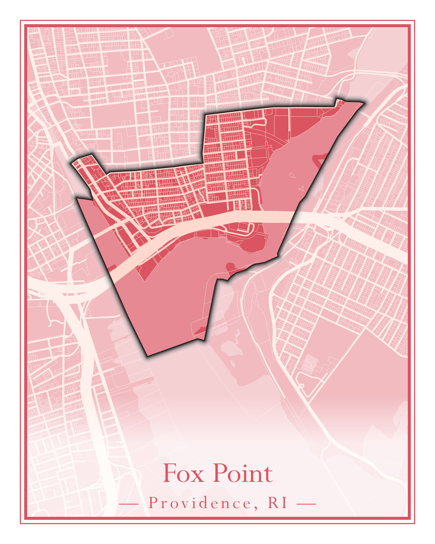 Providence Neighborhoods - Street Map (Elmhurst - Fox Point)