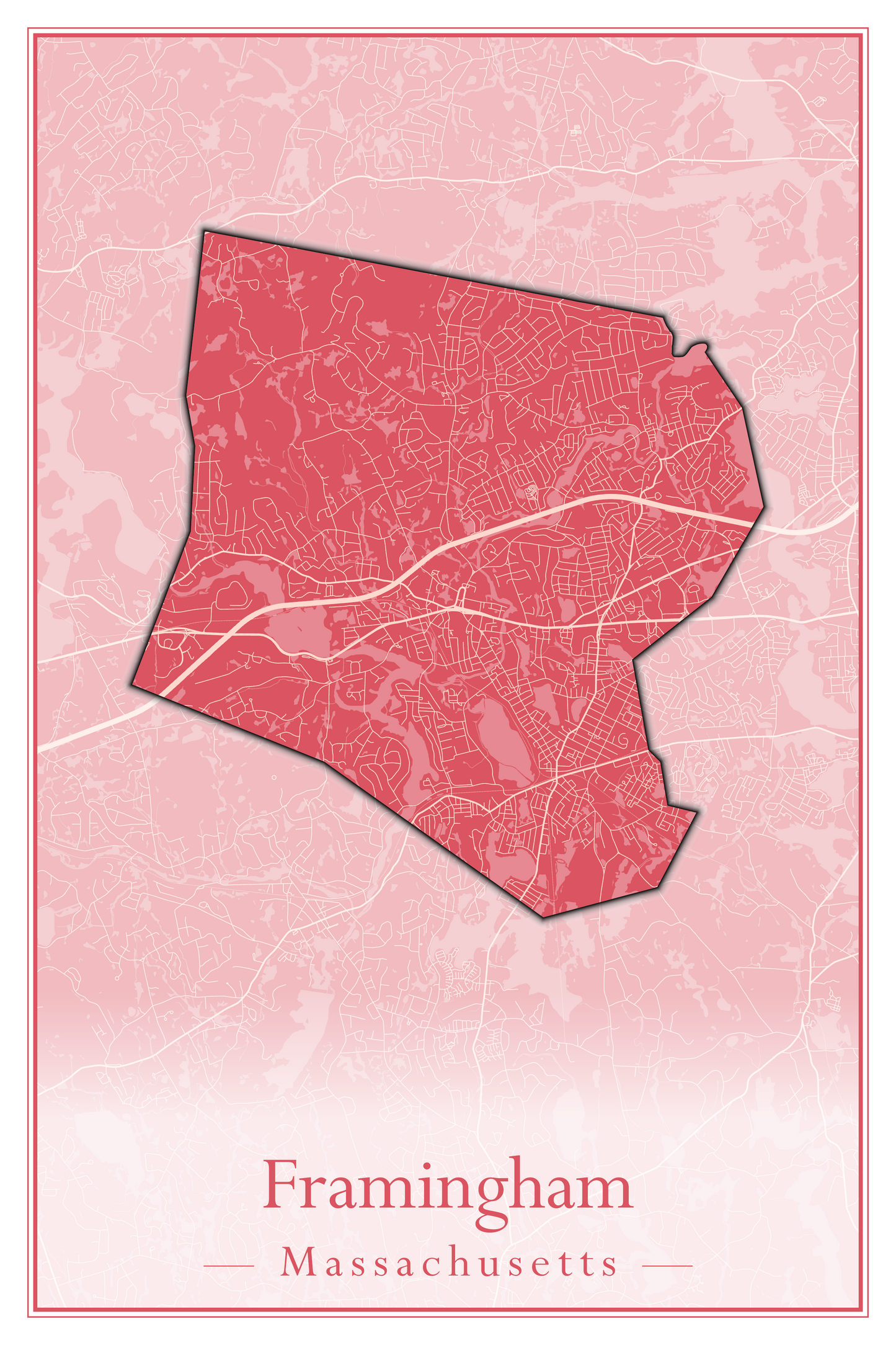 Massachusetts Towns - Street Map (Framingham - Gardner)