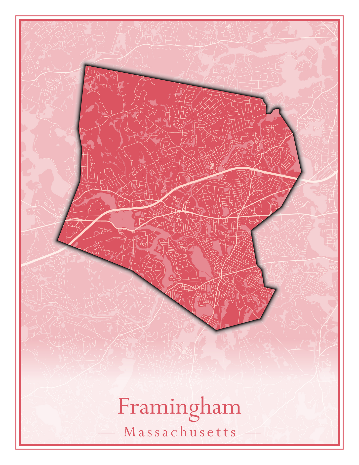 Massachusetts Towns - Street Map (Framingham - Gardner)