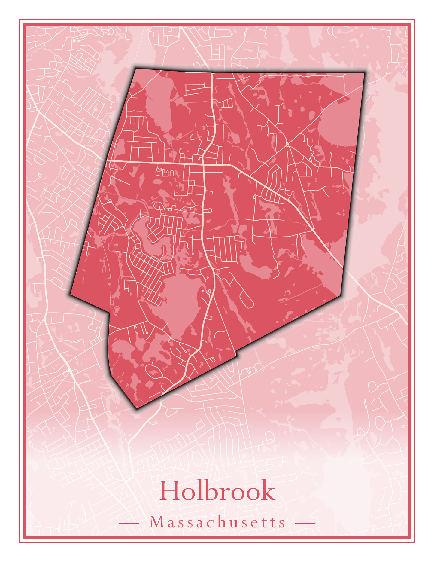 Massachusetts Towns - Street Map (Holbrook - Holliston)