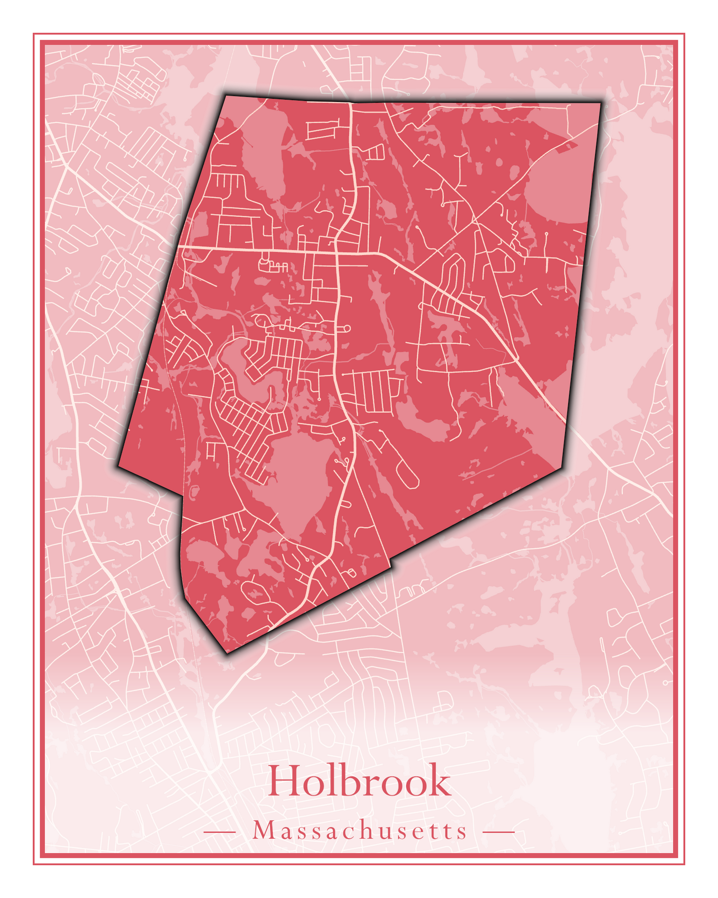 Massachusetts Towns - Street Map (Holbrook - Holliston)