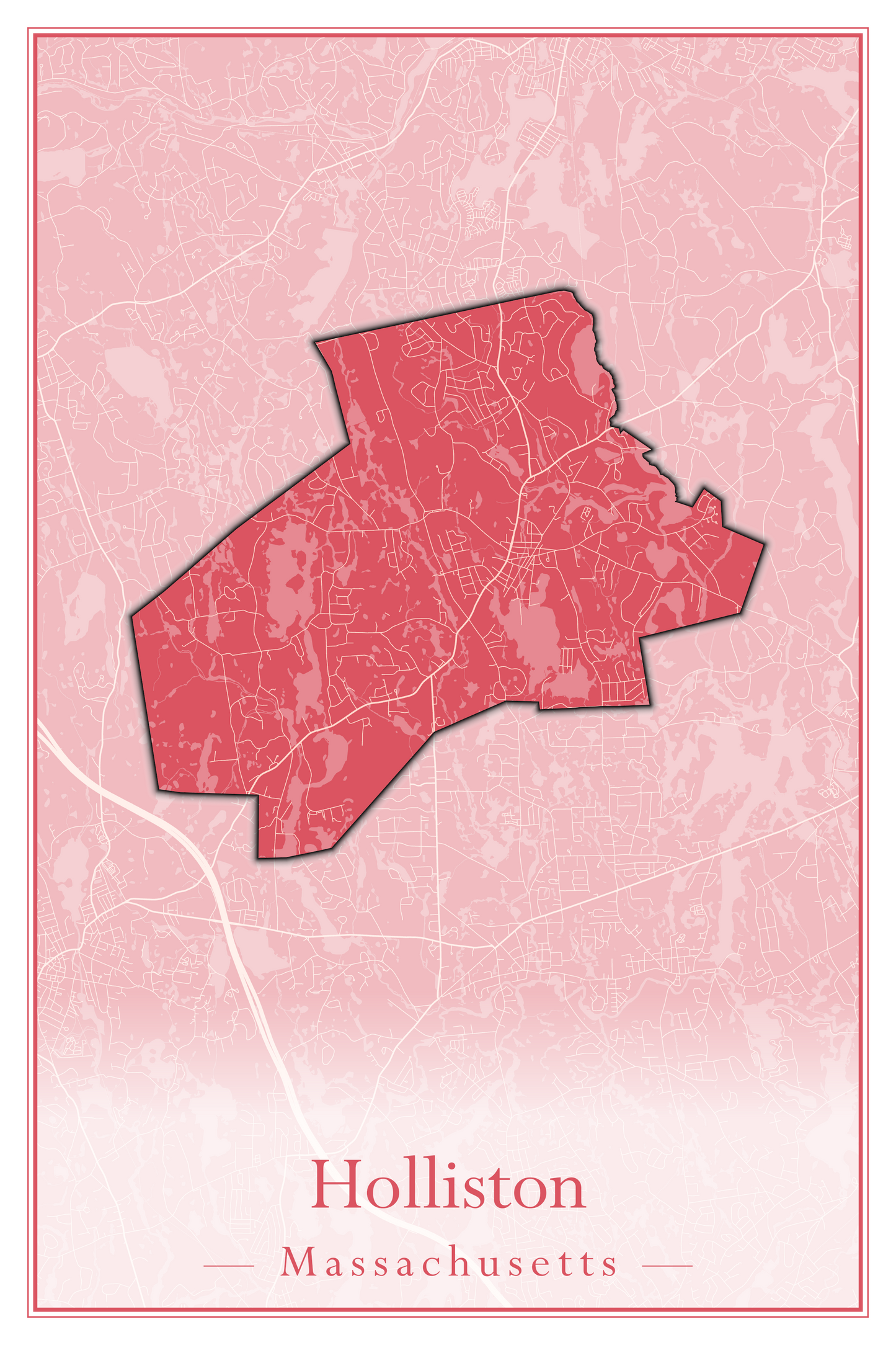 Massachusetts Towns - Street Map (Holbrook - Holliston)