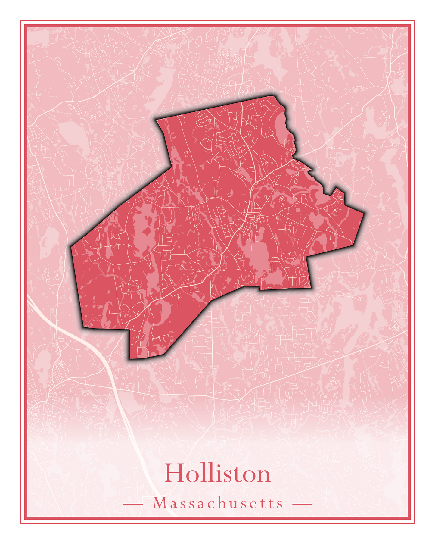 Massachusetts Towns - Street Map (Holbrook - Holliston)