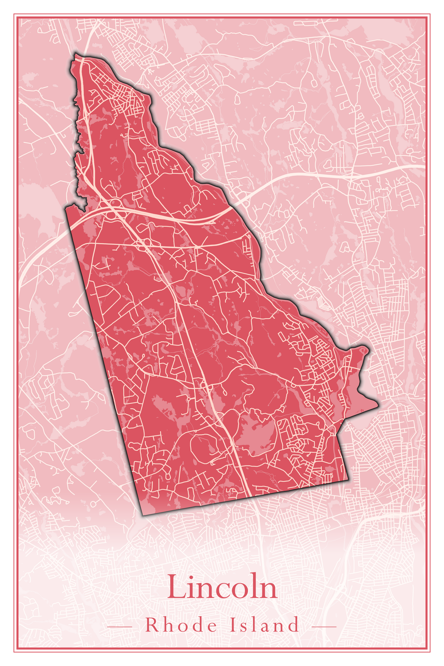 Rhode Island Towns - Street Map (Lincoln - Narragansett)