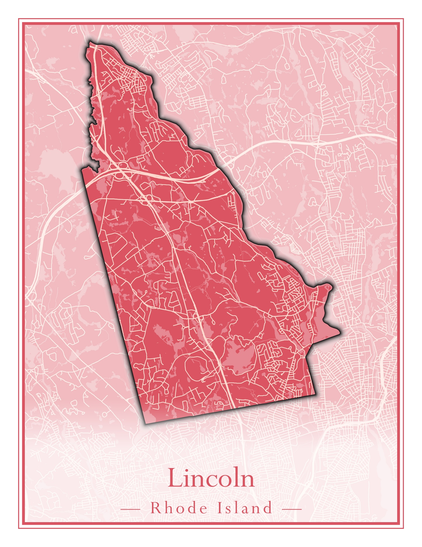 Rhode Island Towns - Street Map (Lincoln - Narragansett)