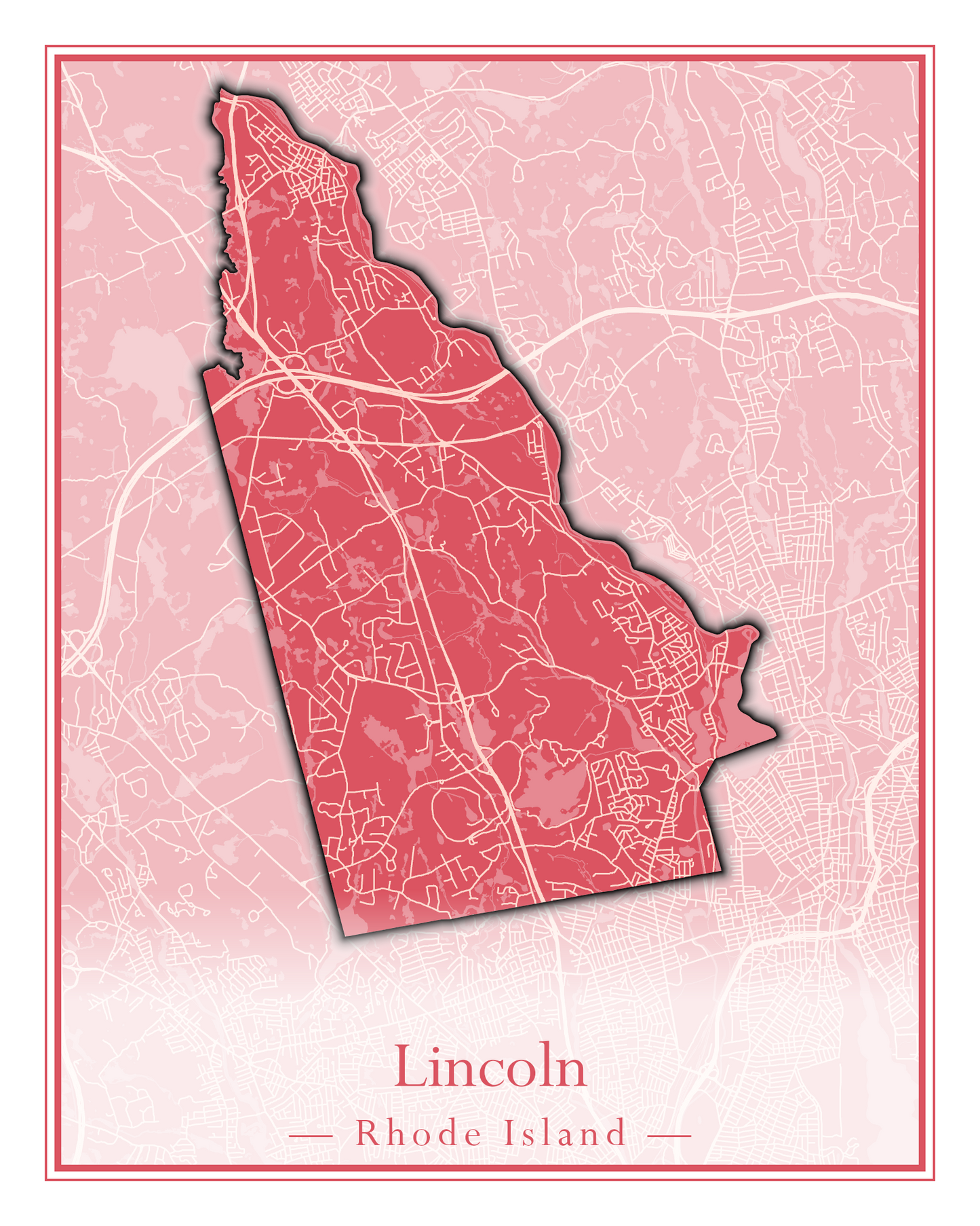 Rhode Island Towns - Street Map (Lincoln - Narragansett)