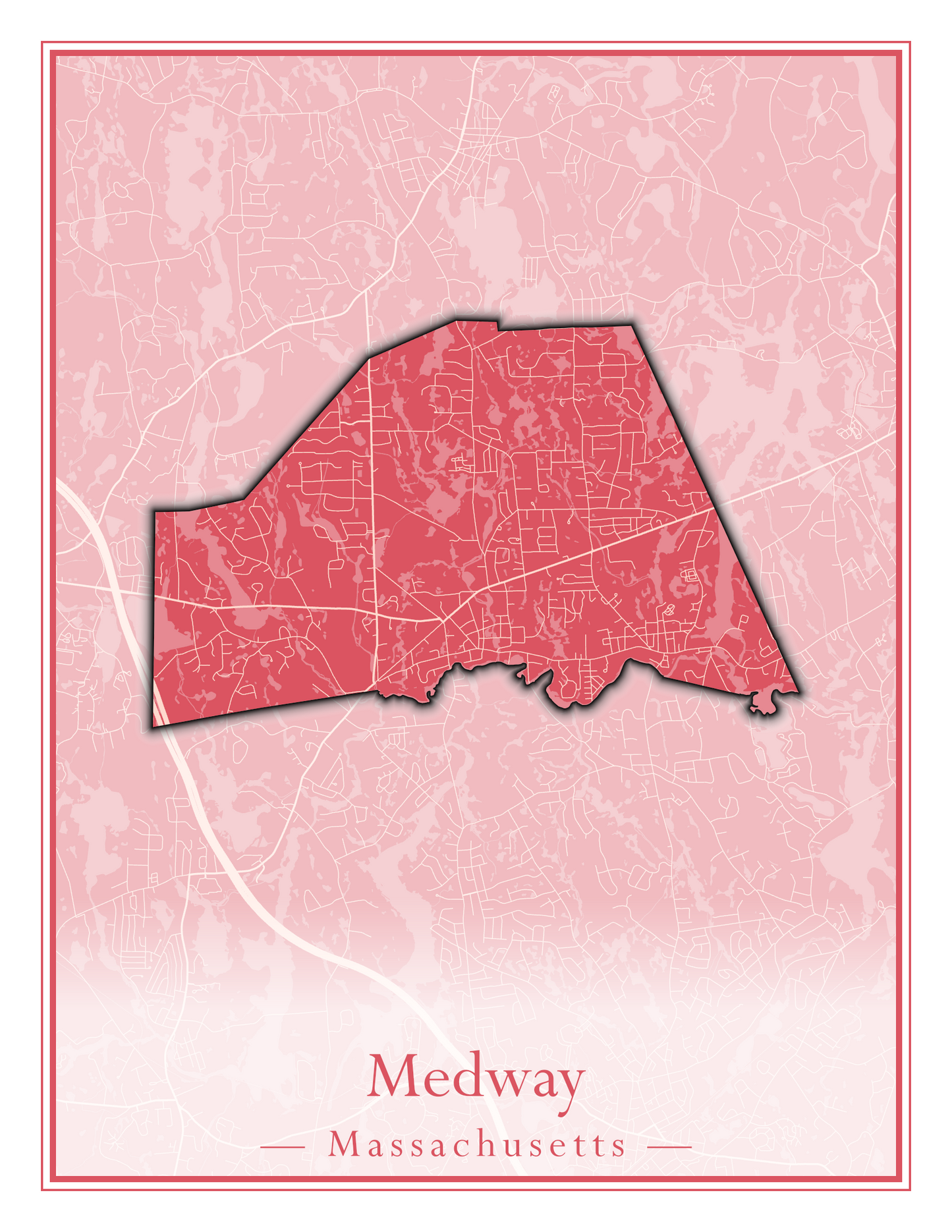 Massachusetts Towns - Street Map (Medway - Merrimac)