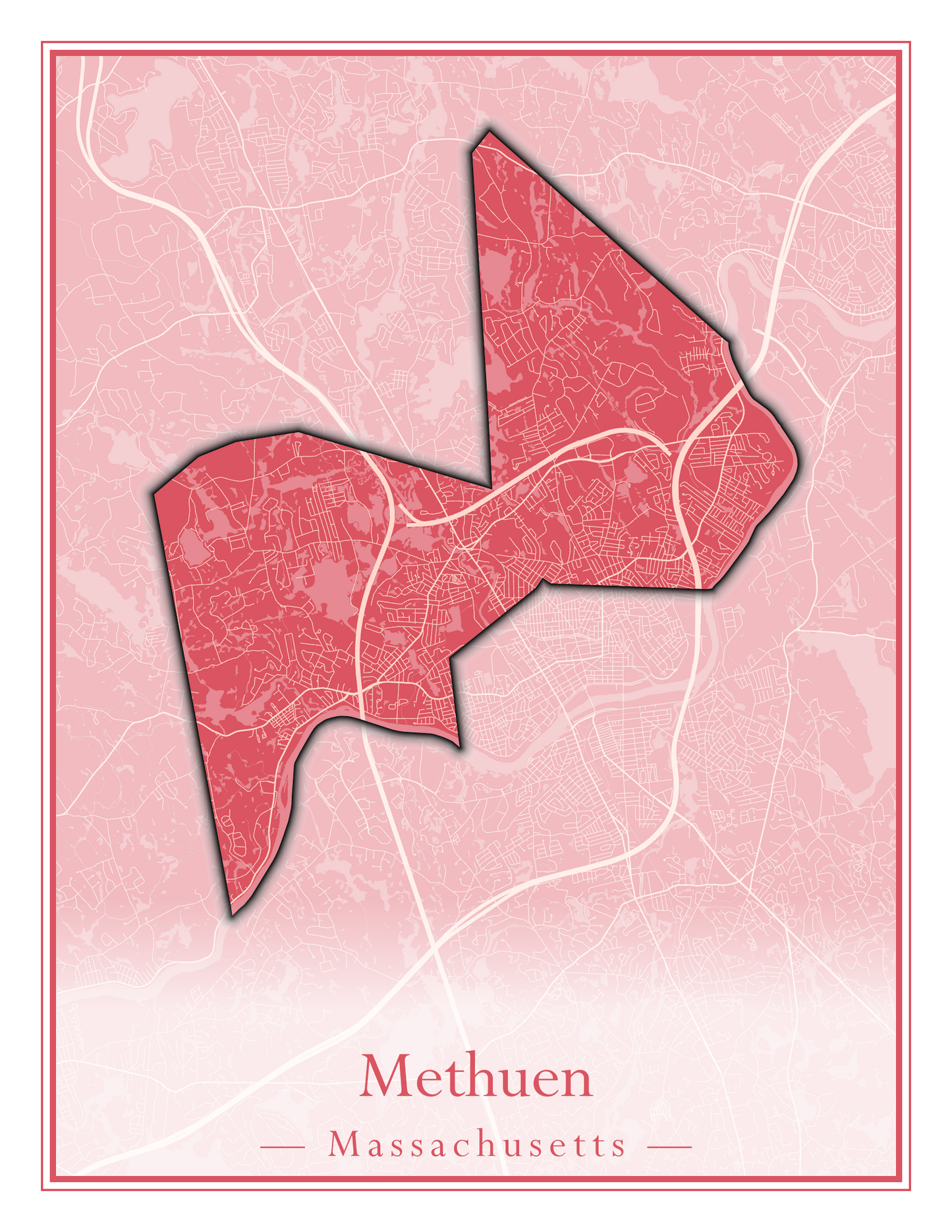 Massachusetts Towns - Street Map (Methuen - Middleton)