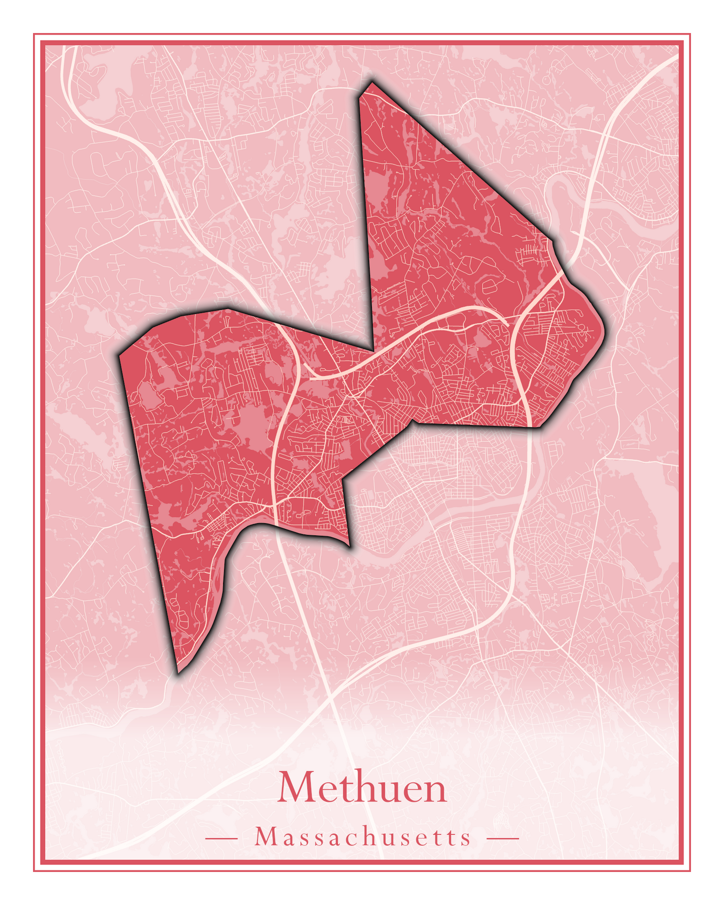 Massachusetts Towns - Street Map (Methuen - Middleton)