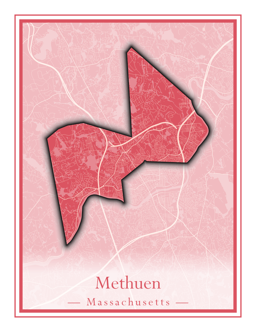 Massachusetts Towns - Street Map (Methuen - Middleton)