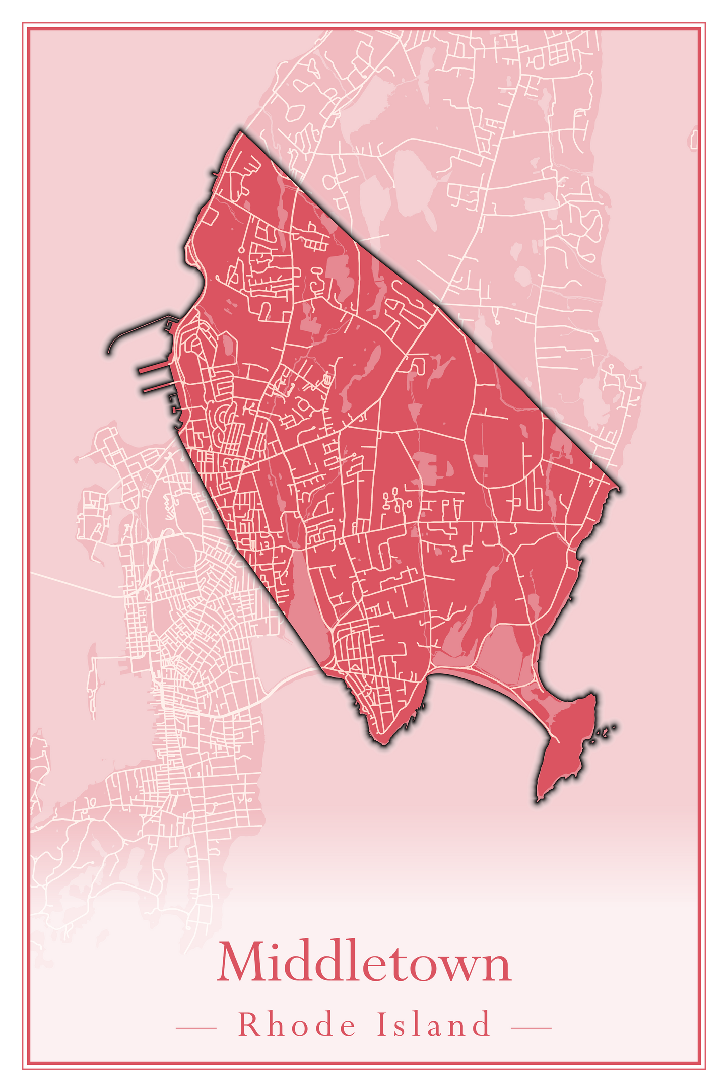 Rhode Island Towns - Street Map (Lincoln - Narragansett)