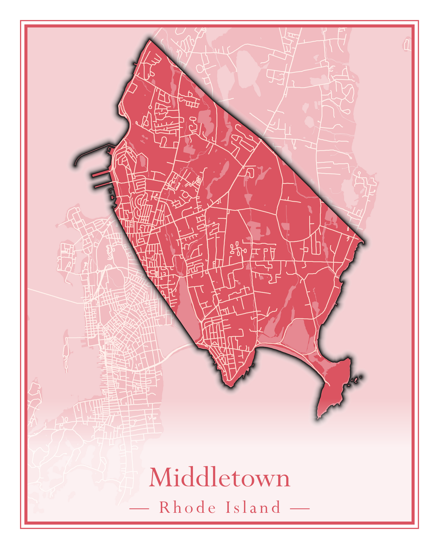 Rhode Island Towns - Street Map (Lincoln - Narragansett)