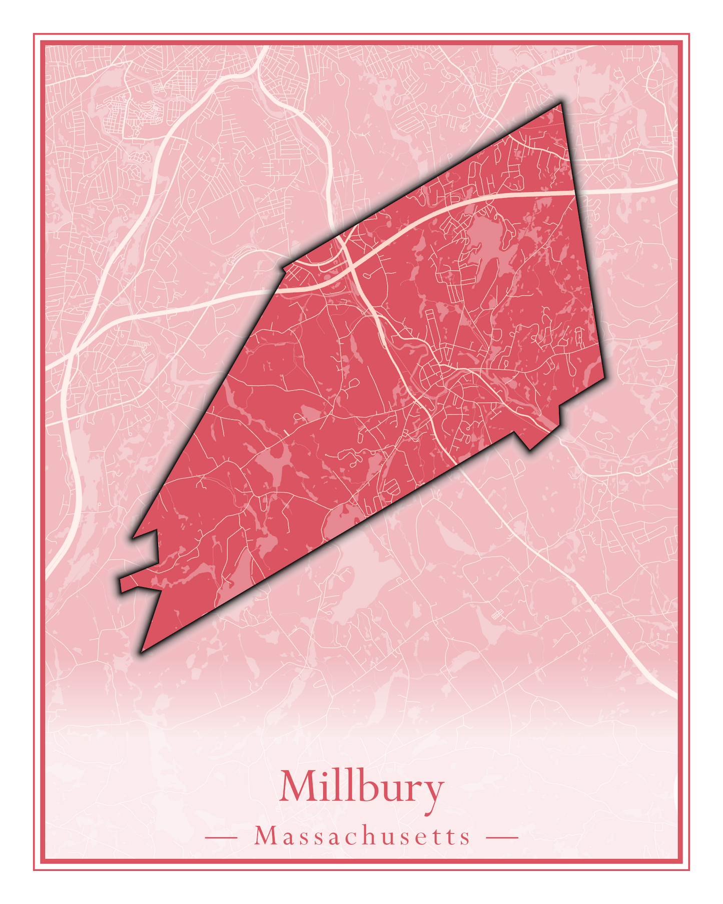 Massachusetts Towns - Street Map (Milford - Millville)