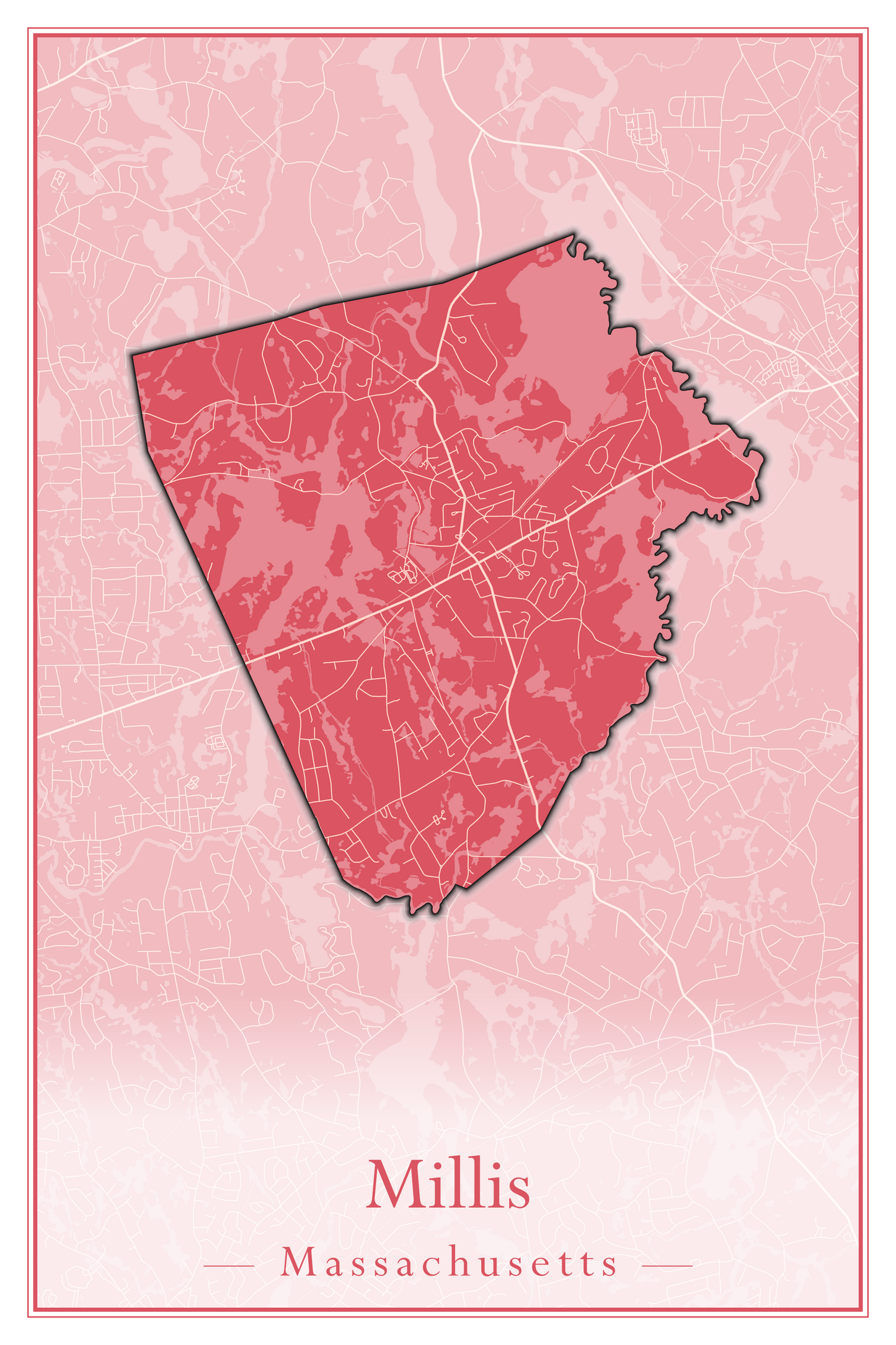 Massachusetts Towns - Street Map (Milford - Millville)