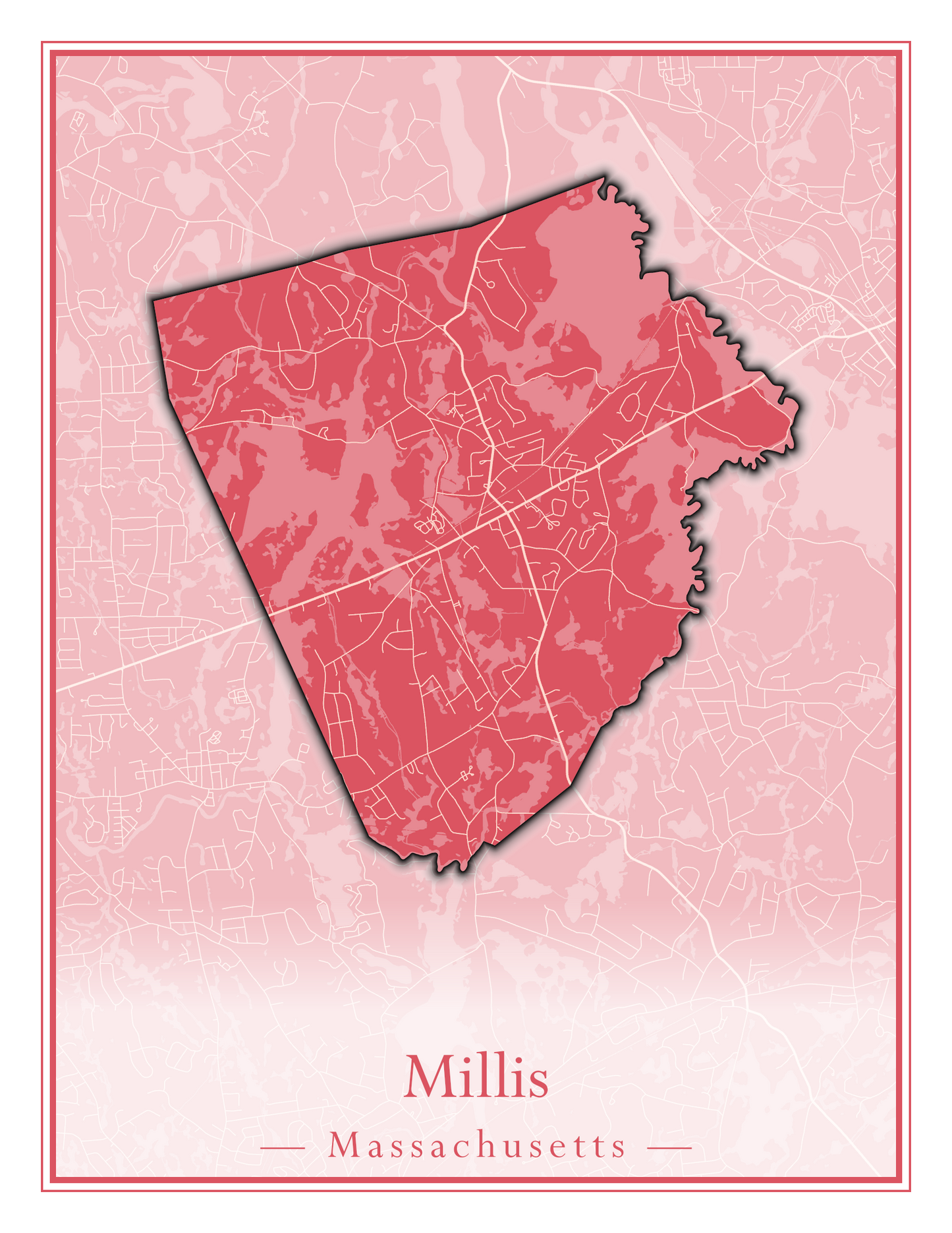 Massachusetts Towns - Street Map (Milford - Millville)