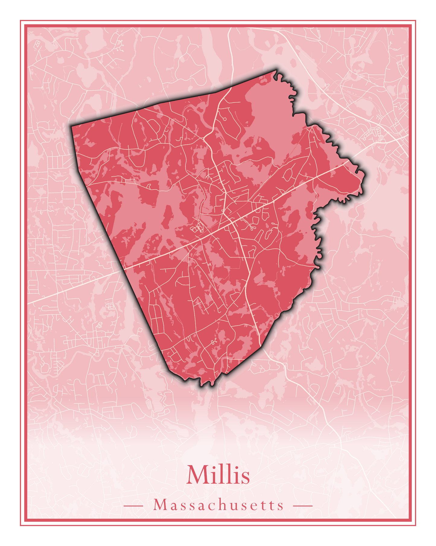 Massachusetts Towns - Street Map (Milford - Millville)