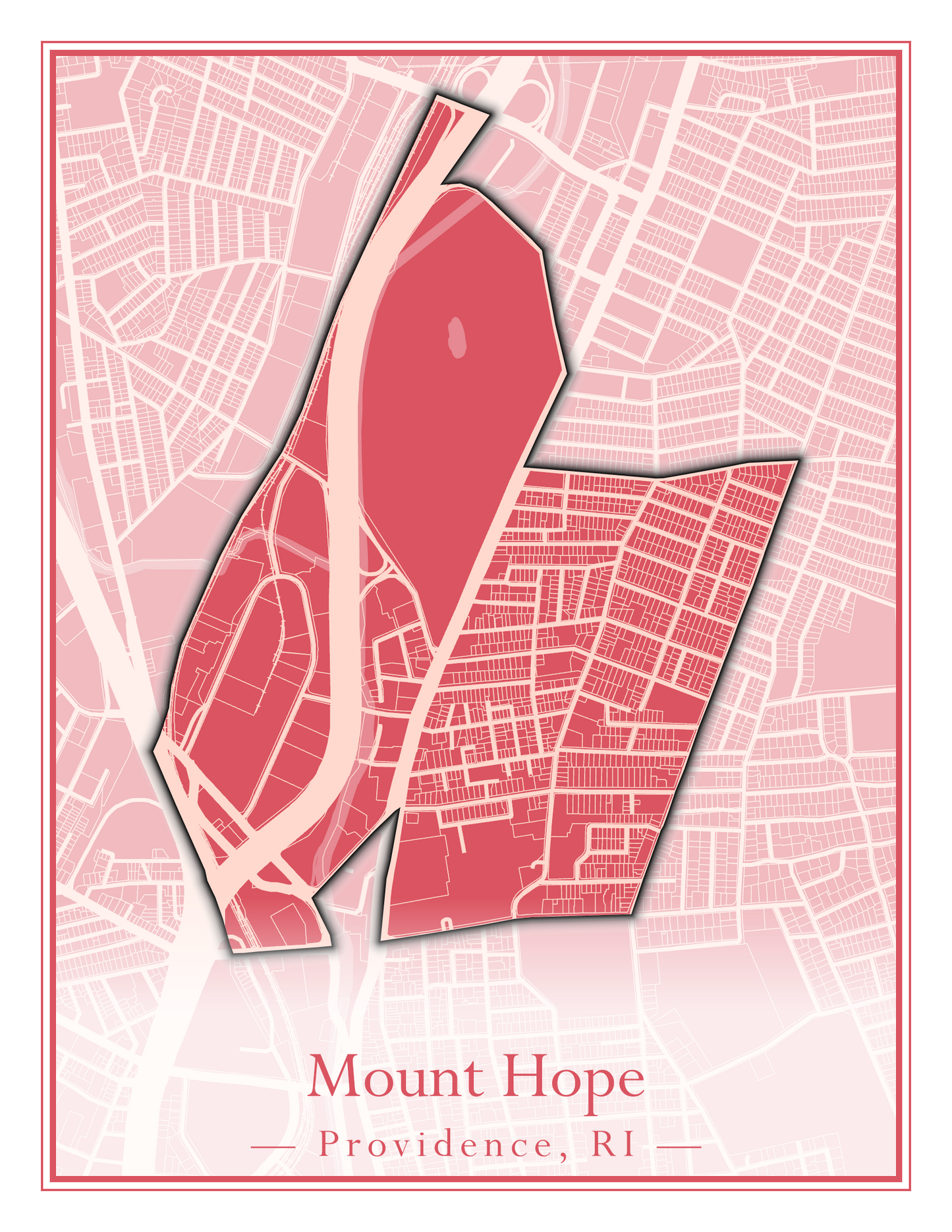 Providence Neighborhoods - Street Map (Mount Hope - Reservoir)