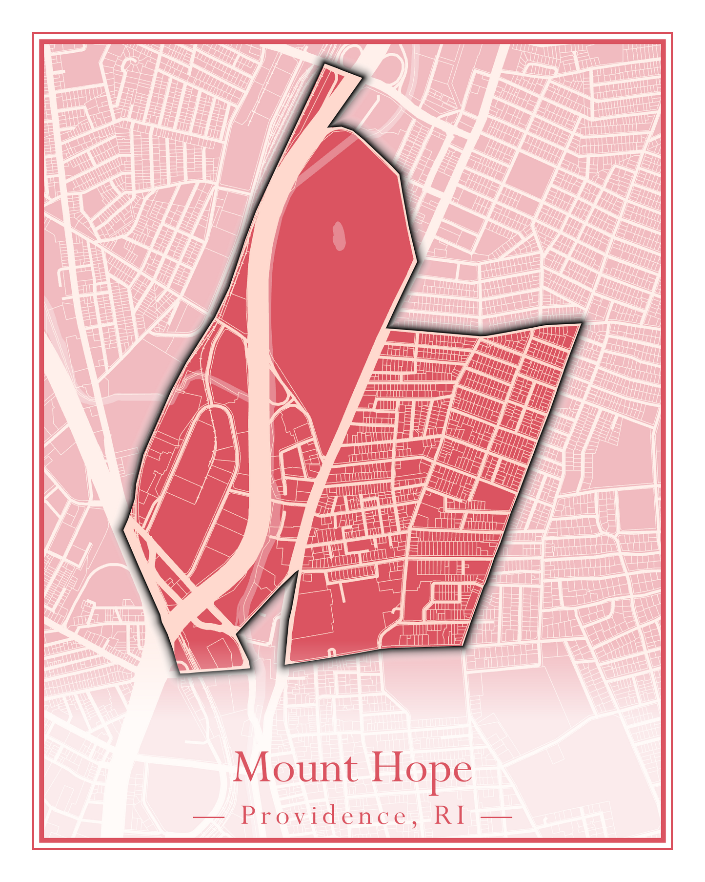 Providence Neighborhoods - Street Map (Mount Hope - Reservoir)