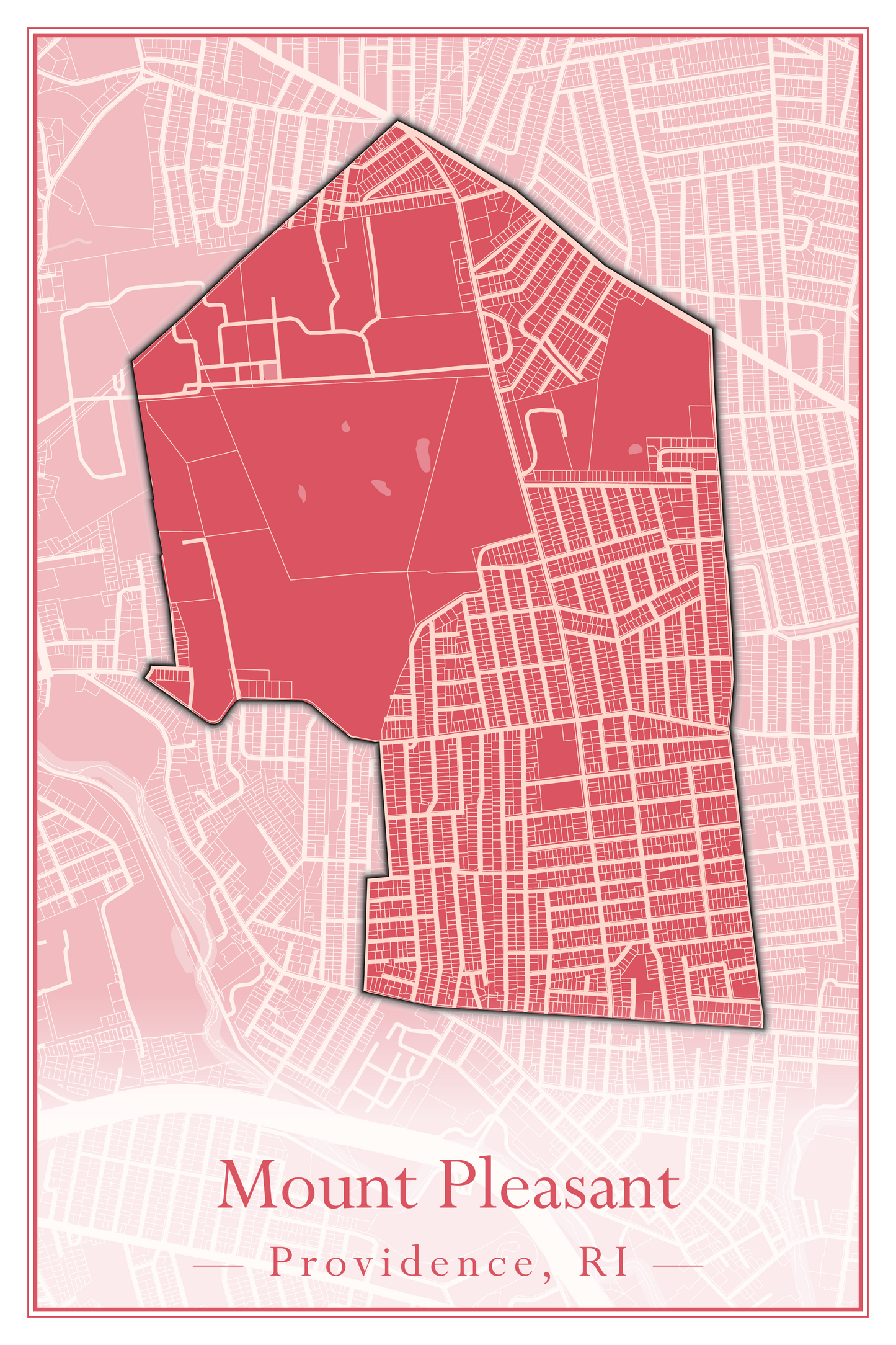 Providence Neighborhoods - Street Map (Mount Hope - Reservoir)