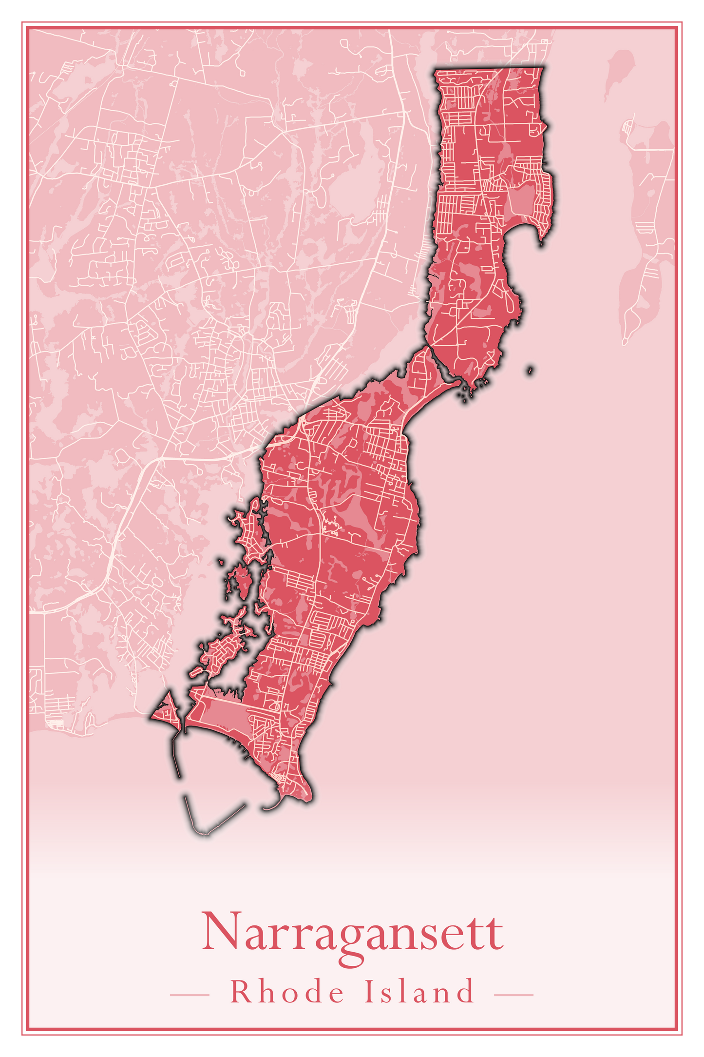 Rhode Island Towns - Street Map (Lincoln - Narragansett)