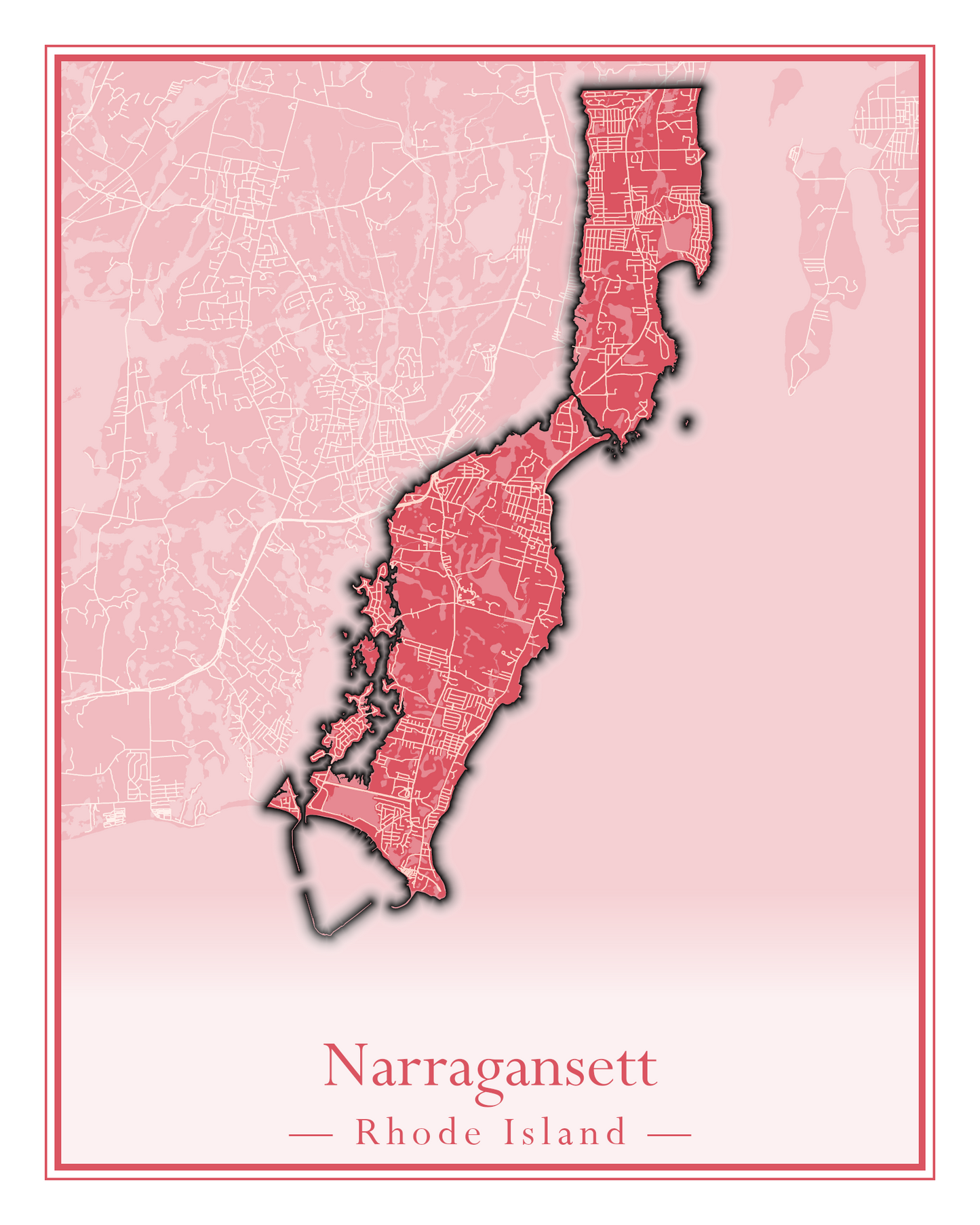 Rhode Island Towns - Street Map (Lincoln - Narragansett)