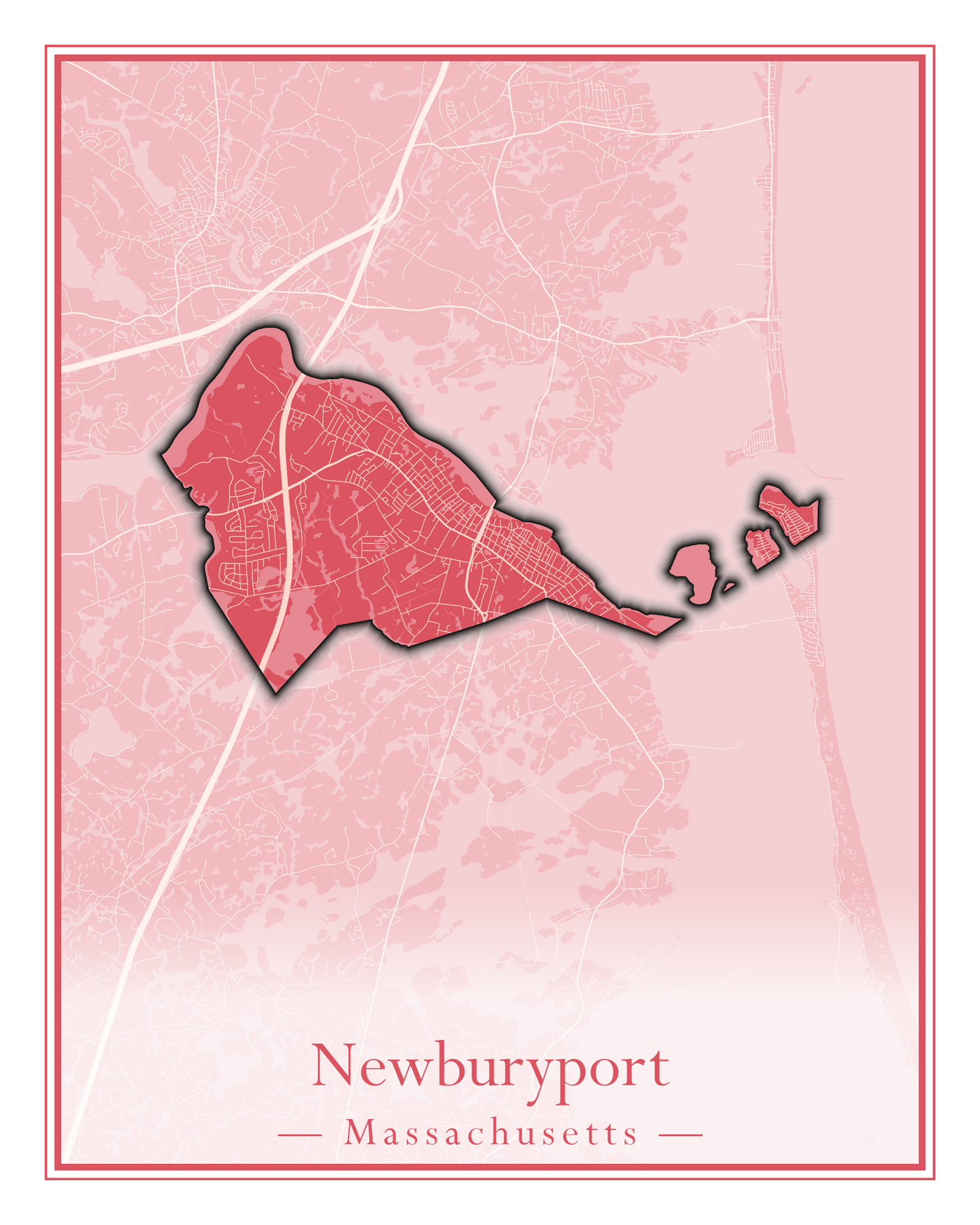 Massachusetts Towns - Street Map (Newbury - Norfolk)