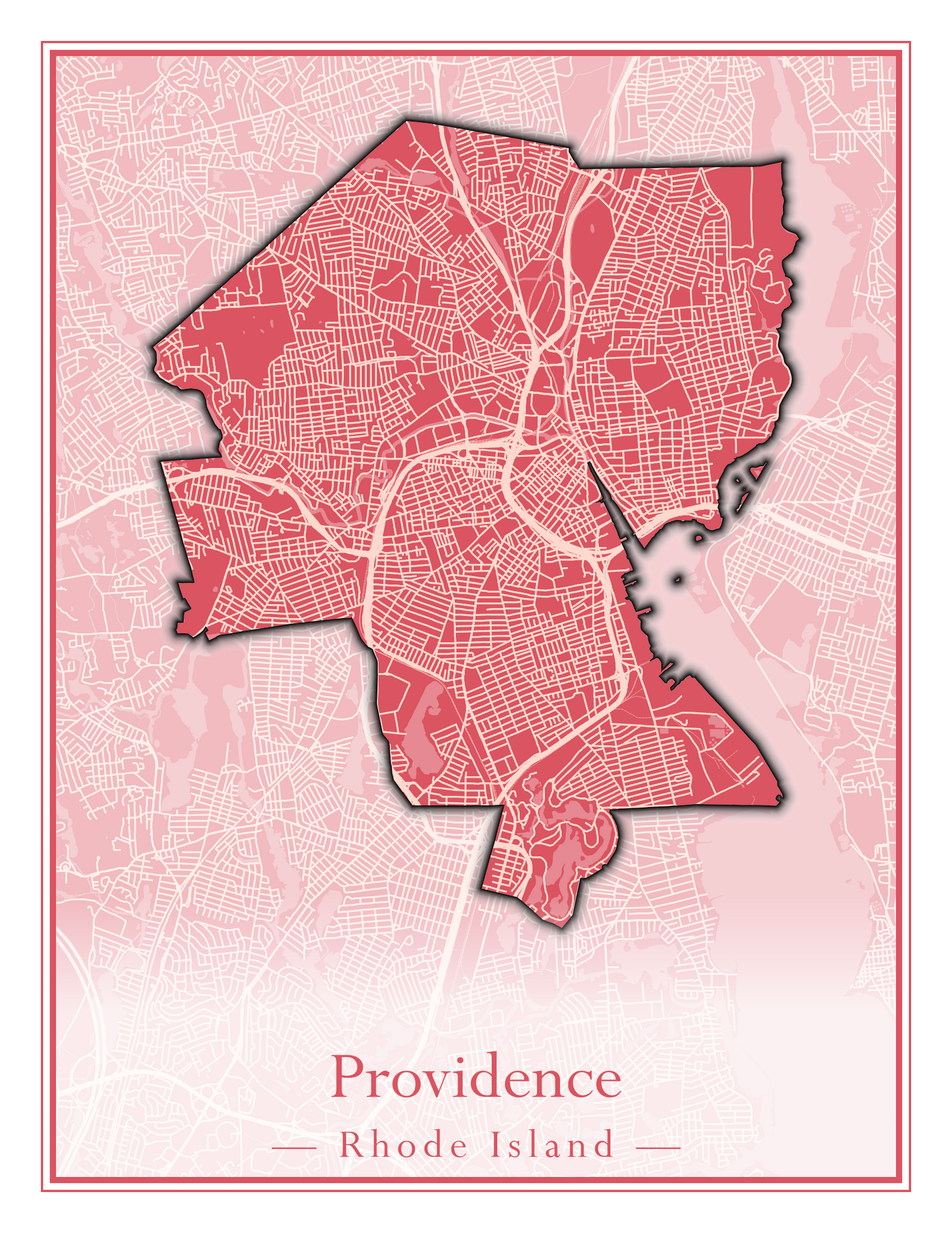 Rhode Island Towns - Street Map (North Smithfield - Providence)