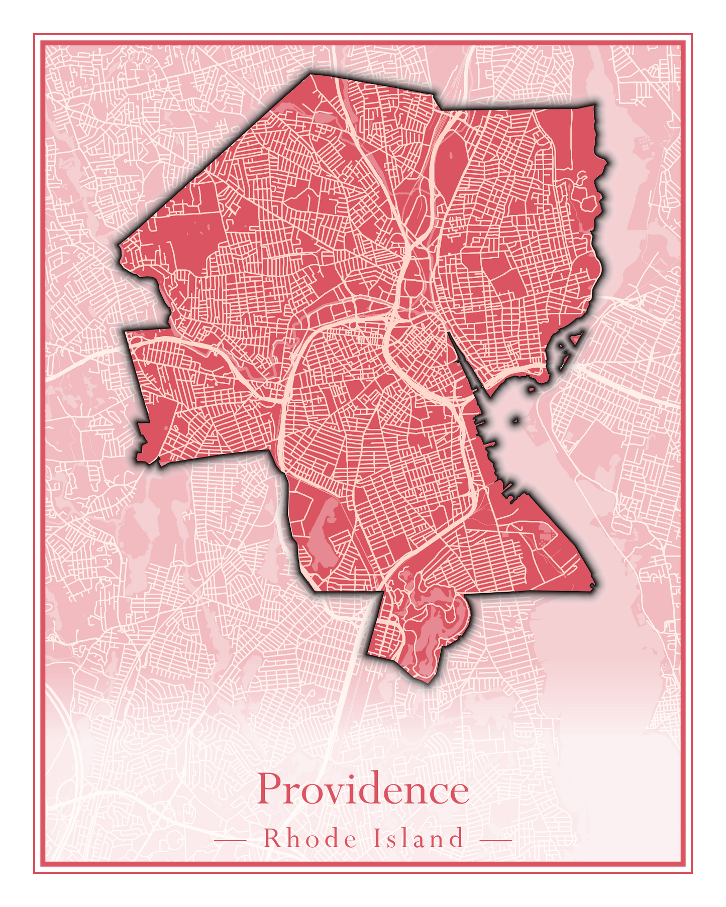 Rhode Island Towns - Street Map (North Smithfield - Providence)