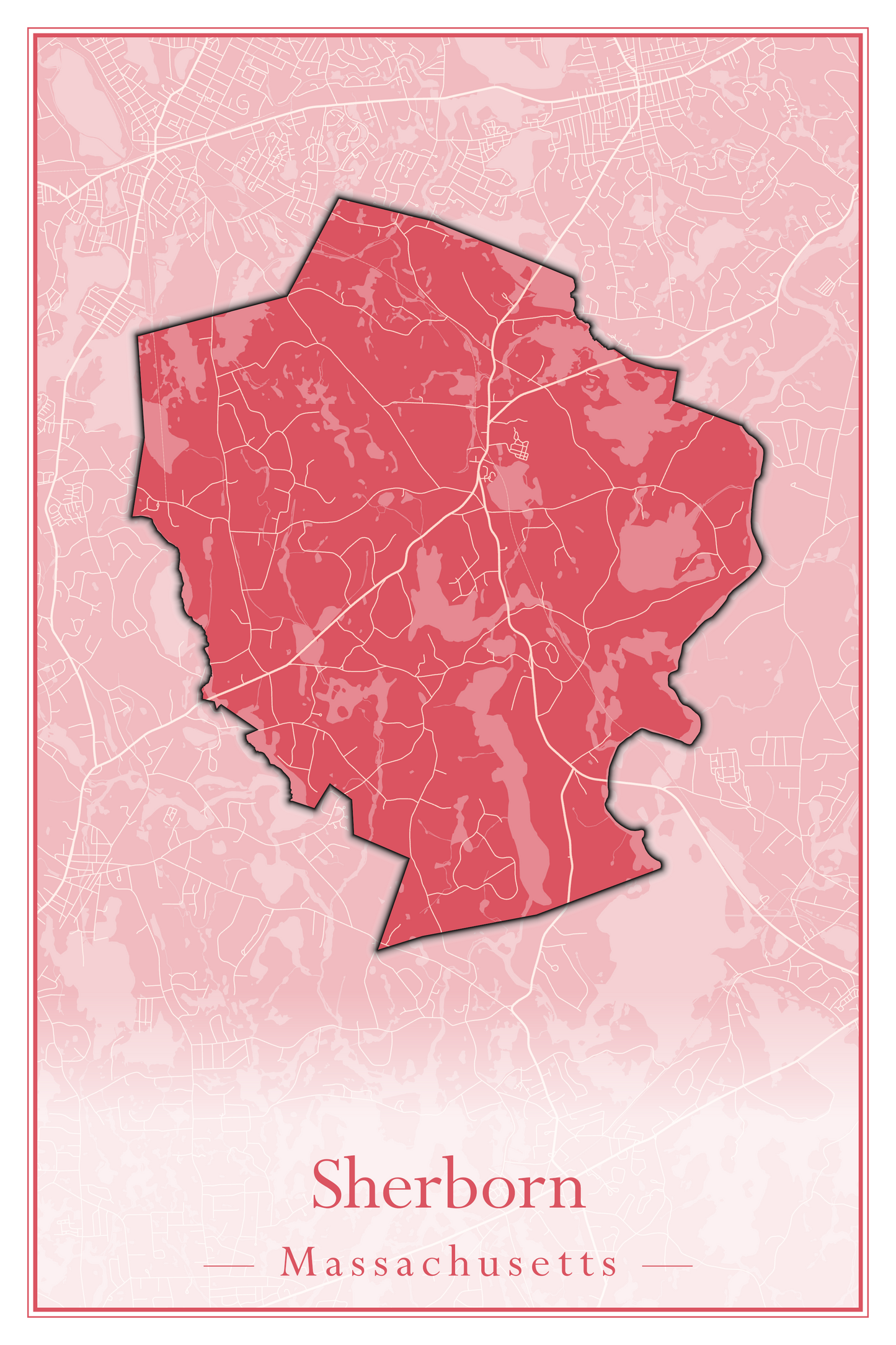 Massachusetts Towns - Street Map (Sherborn - Shutesbury)