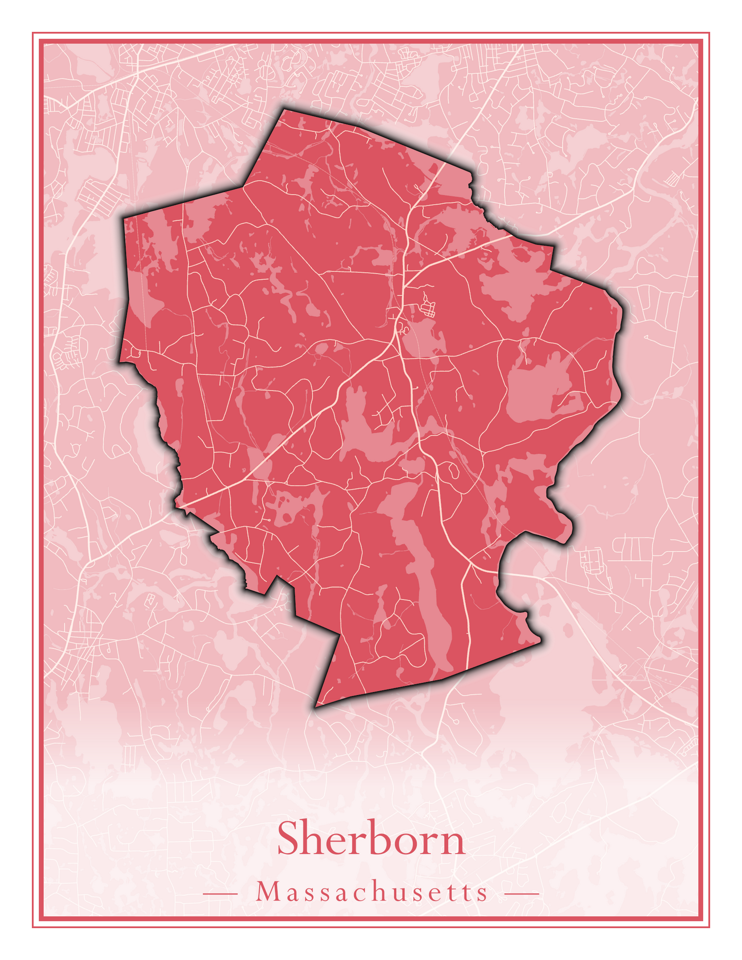 Massachusetts Towns - Street Map (Sherborn - Shutesbury)